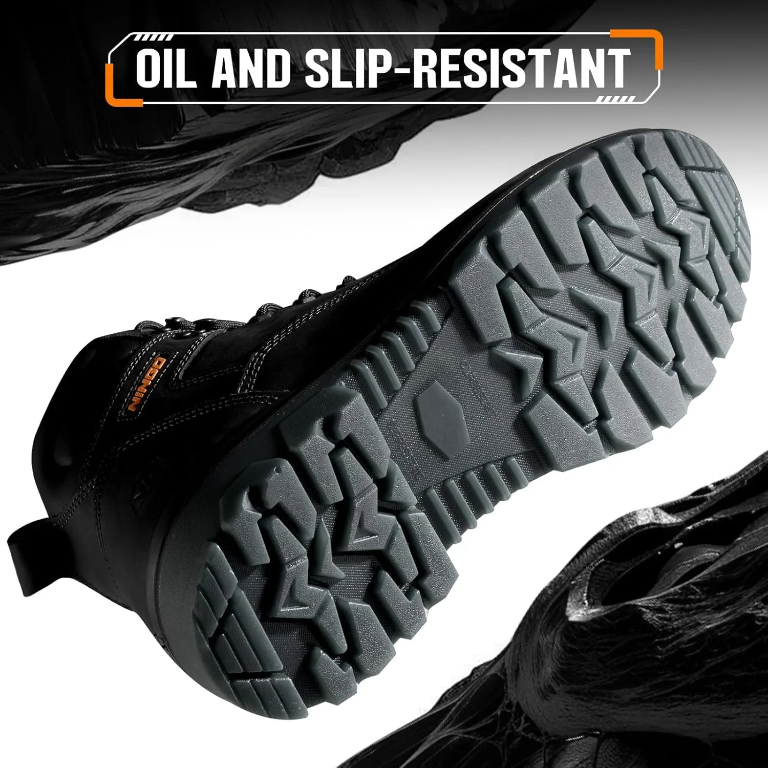 NINGO Steel Toe Work Boots for Men, Waterproof Work Boot with Puncture Proof, Oil & Slip Resistant, Comfortable Mens Construction Boots with EH Protection, Leather Shoes for Industrial
