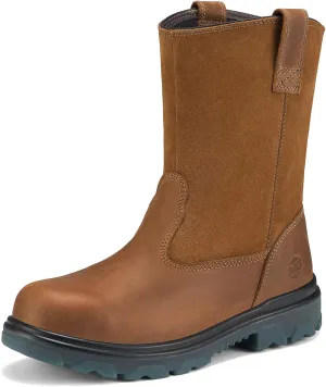 NINGO Steel Toe Work Boots for Men Women, Waterproof Wellington Boots with Full Grain Leather, Oil & Slip Resistant, High Rebound TPU SR Outsole Safety Boots, Pull On Work Boots for Construction, Farming