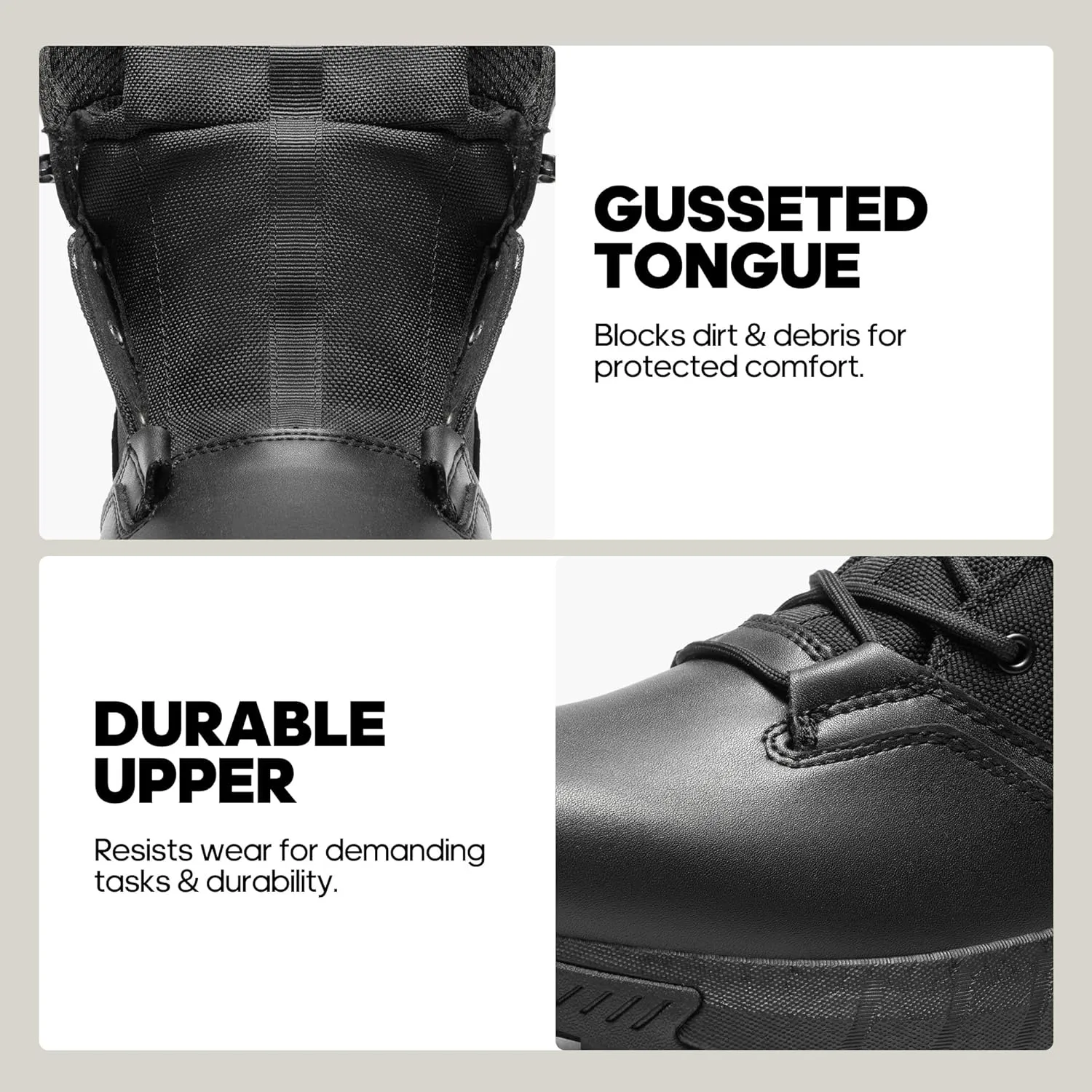 NORTIV 8 Men's Breathable Military Tactical Combat Boots Side Zipper Arch Support Leather Lightweight Motorcycle Work Hiking Boots 8 Inches DesertStorm