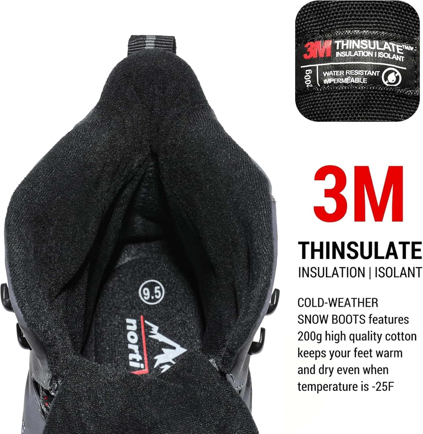 NORTIV 8 Men's Insulated Waterproof Construction Hiking Winter Snow Boots