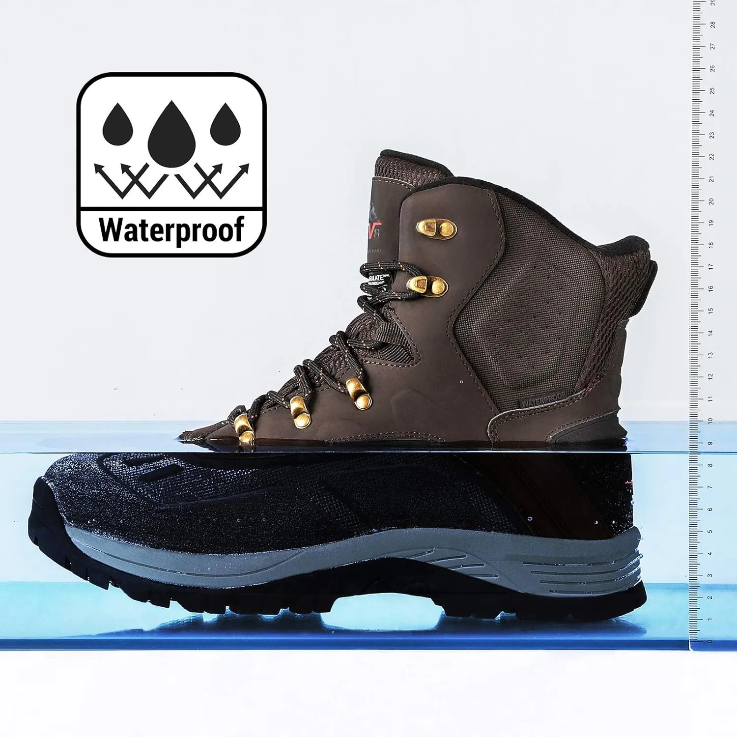 NORTIV 8 Men's Insulated Waterproof Construction Hiking Winter Snow Boots