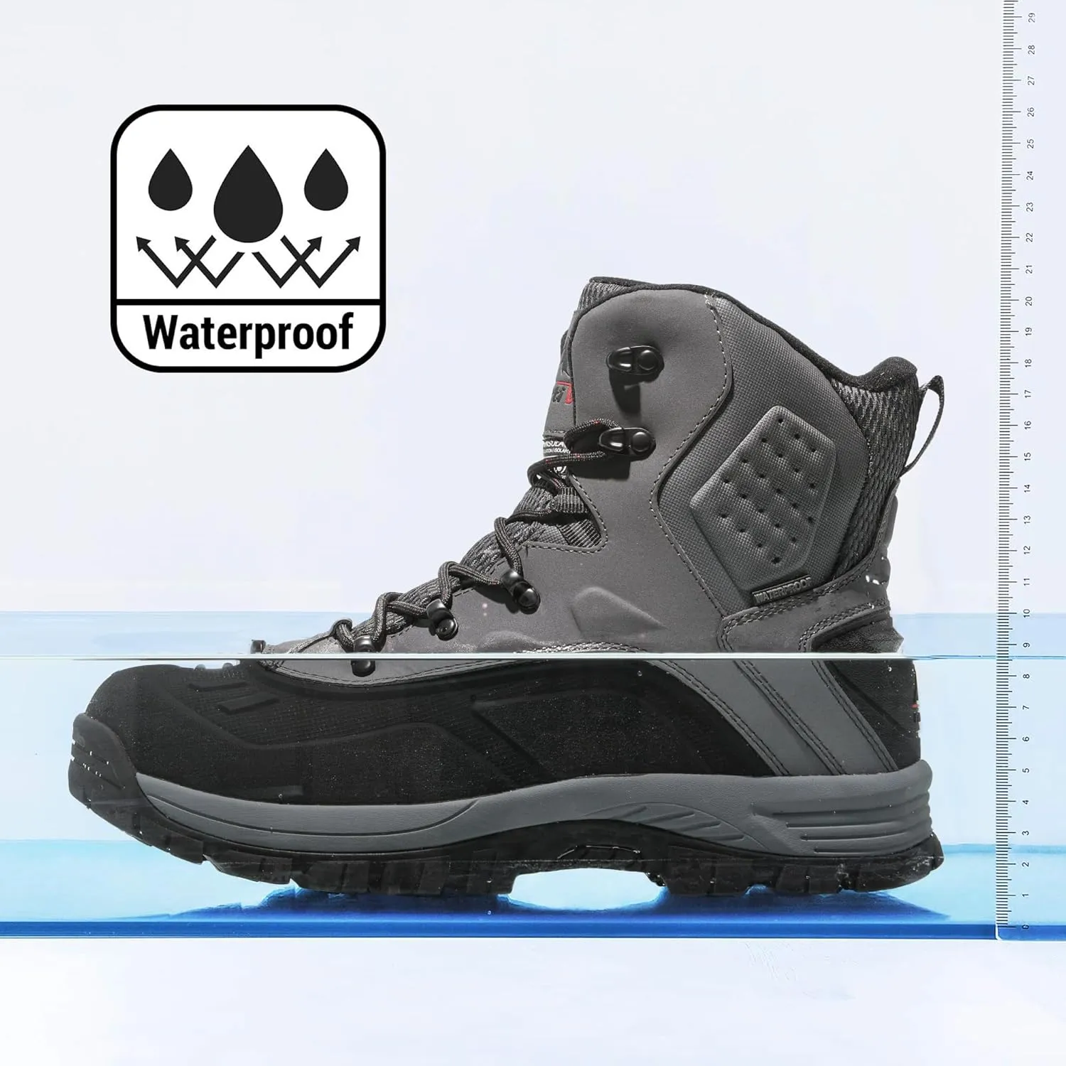 NORTIV 8 Men's Insulated Waterproof Construction Hiking Winter Snow Boots