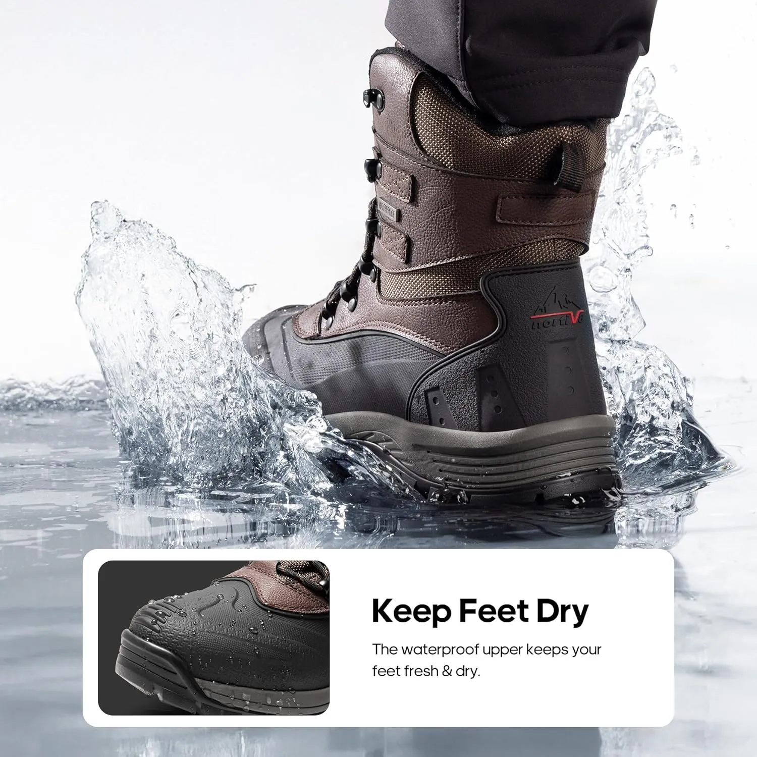 NORTIV 8 Men's Insulated Waterproof Construction Rubber Sole Winter Snow Ski Boots