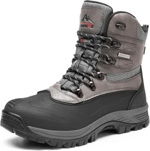 NORTIV 8 Men's Insulated Waterproof Construction Rubber Sole Winter Snow Ski Boots