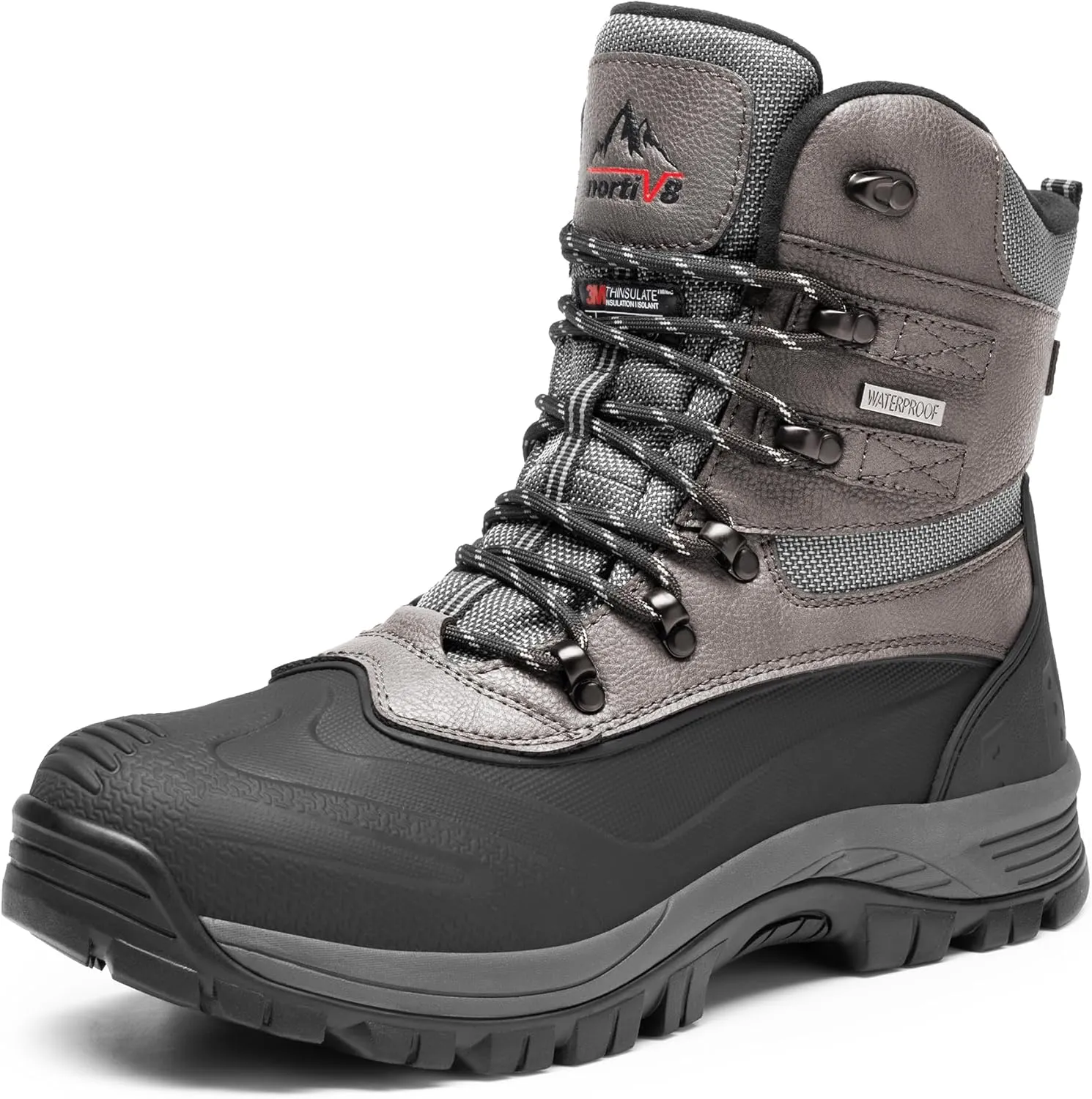 NORTIV 8 Men's Insulated Waterproof Construction Rubber Sole Winter Snow Ski Boots