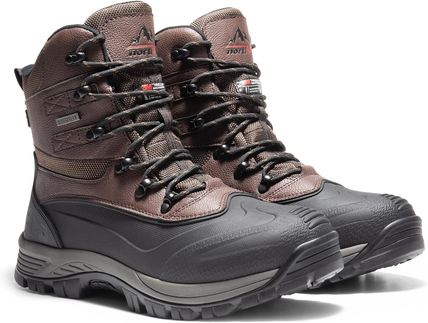 NORTIV 8 Men's Insulated Waterproof Construction Rubber Sole Winter Snow Ski Boots
