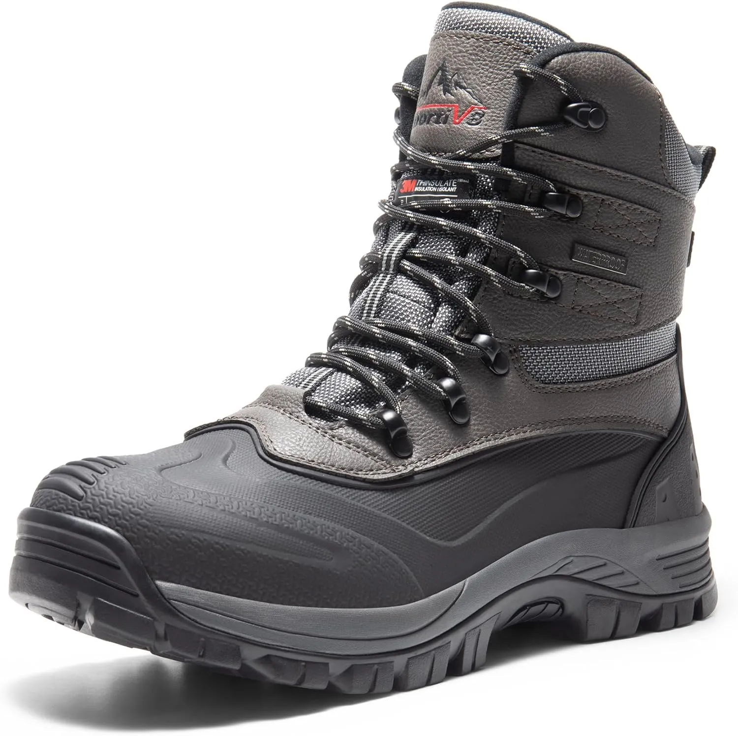 NORTIV 8 Men's Insulated Waterproof Construction Rubber Sole Winter Snow Ski Boots