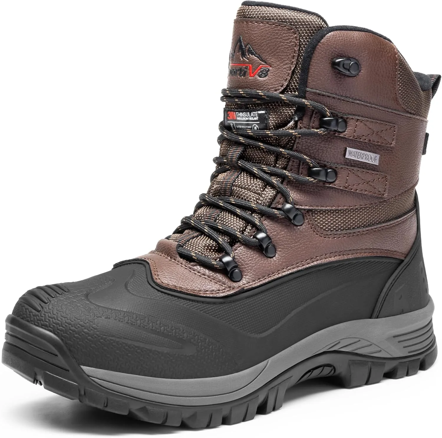 NORTIV 8 Men's Insulated Waterproof Construction Rubber Sole Winter Snow Ski Boots