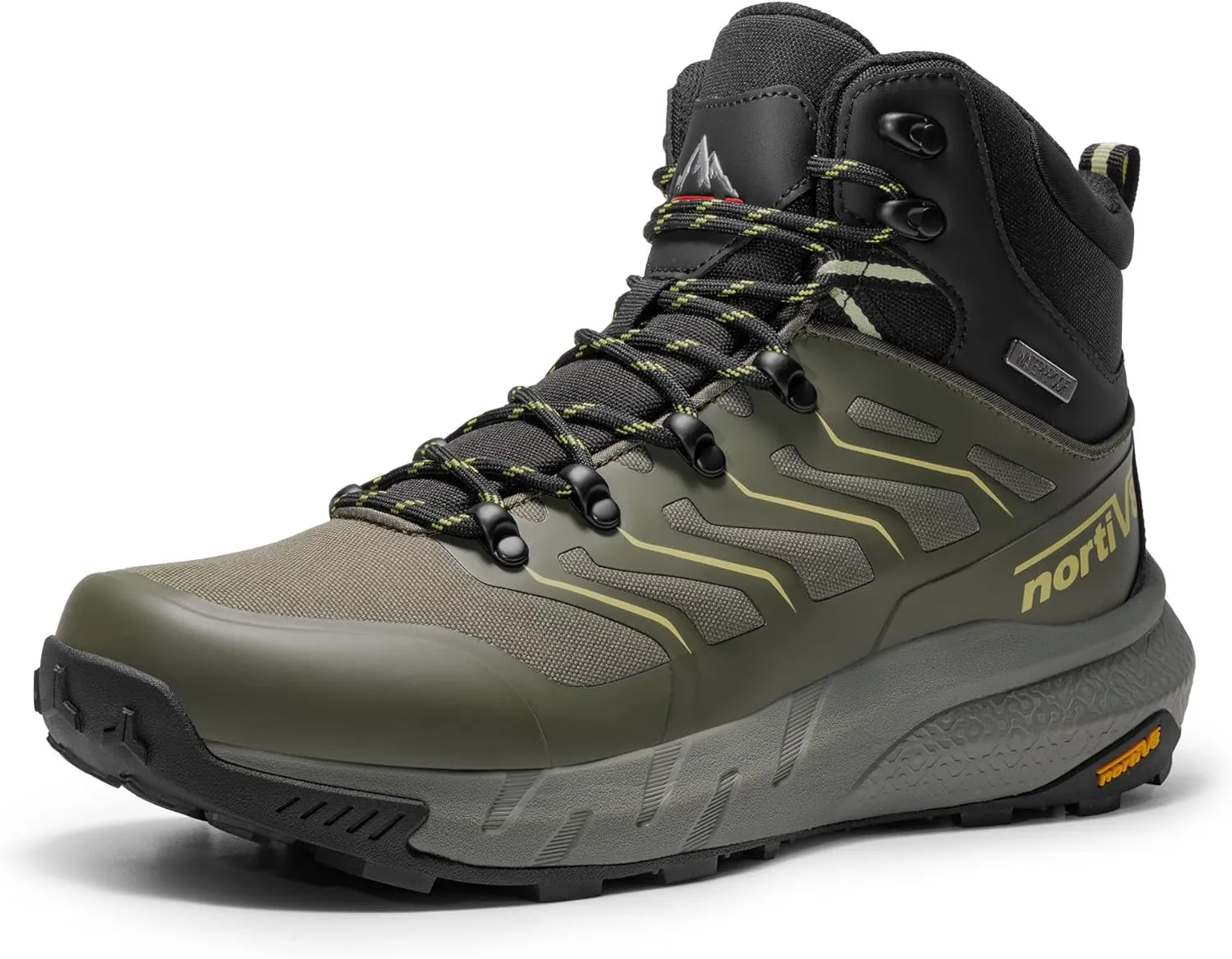 NORTIV 8 Men's Lightweight Hiking Boots Waterproof Breathable Outdoor Trekking Camping Ankle Boots Fern