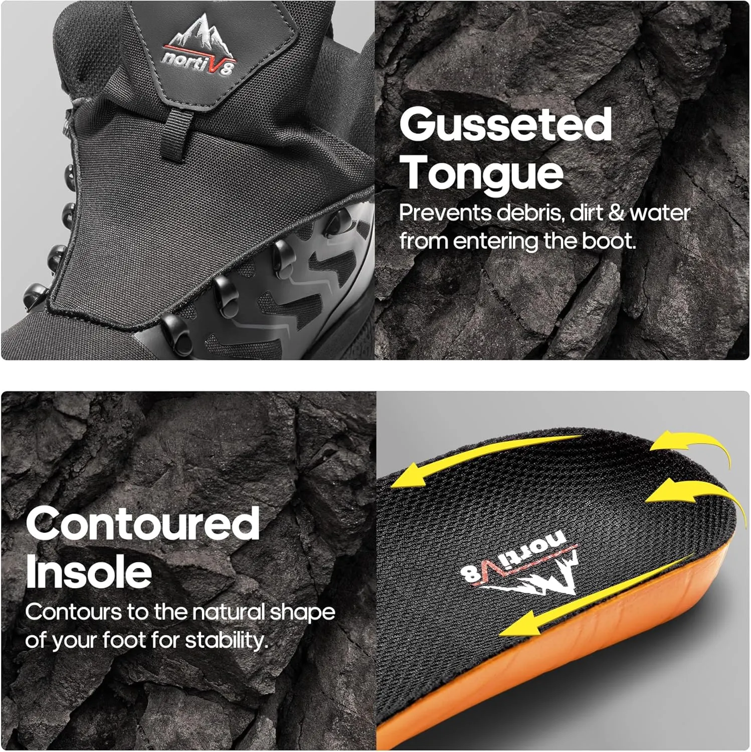 NORTIV 8 Men's Lightweight Hiking Boots Waterproof Breathable Outdoor Trekking Camping Ankle Boots Fern