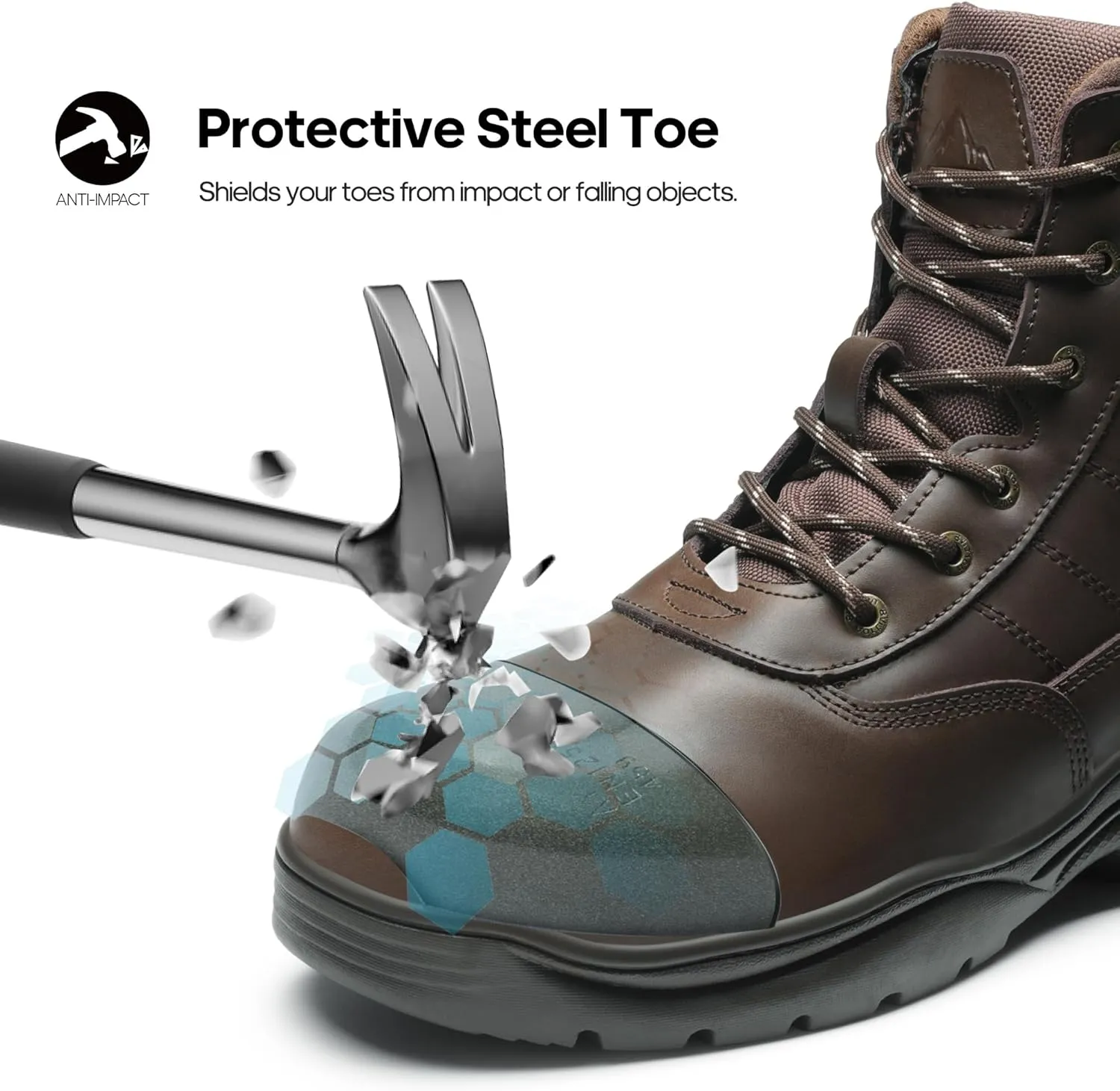 NORTIV 8 Men's Steel Toe Work Boots Breathable Ankle Safety Industrial & Construction Boots CONTRACTOR