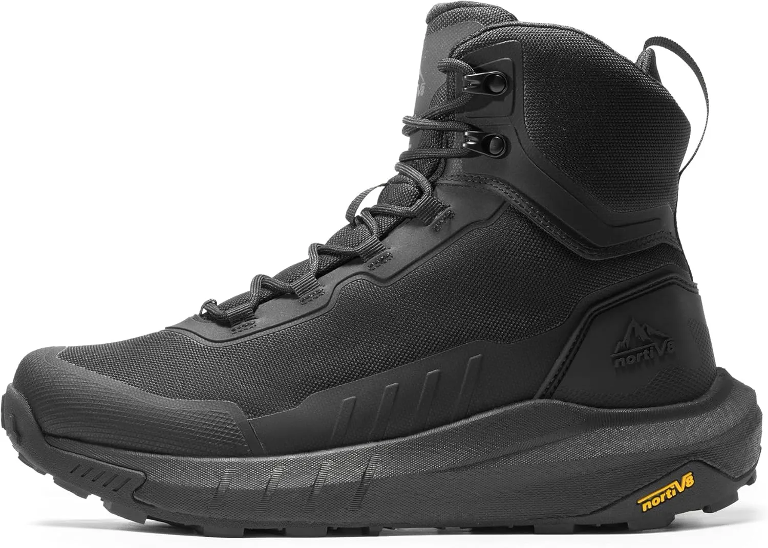 NORTIV 8 Men's Tactical Hiking Boot Lightweight Cushion Sole Boots for Work All Day Side Zipper Motorcycle Combat Military Boot Arch Support 8 Inches Terrascope