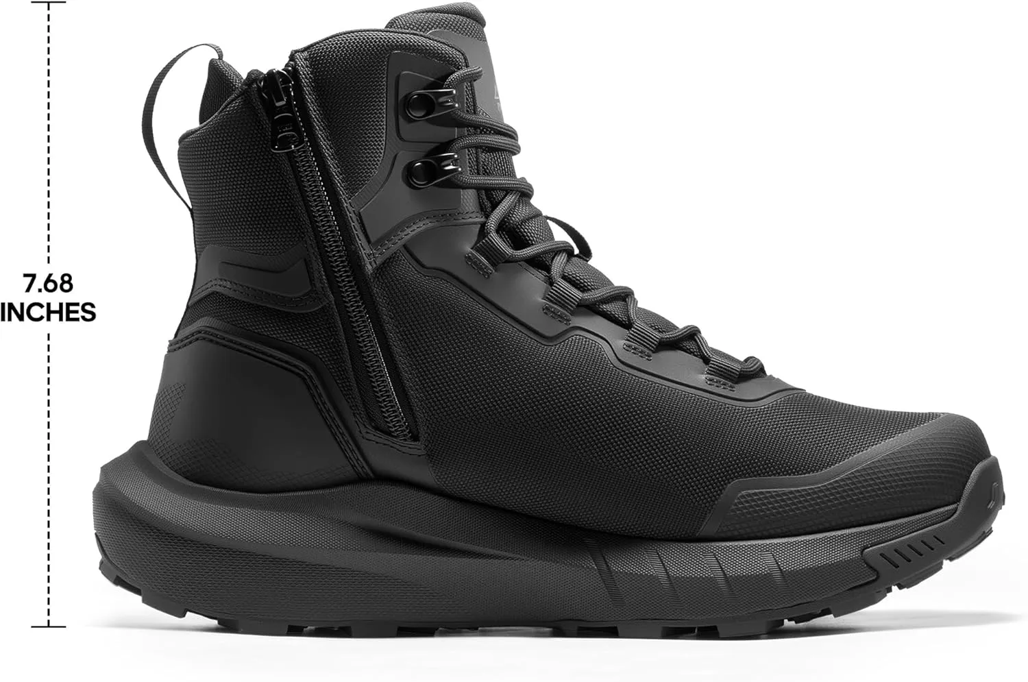 NORTIV 8 Men's Tactical Hiking Boot Lightweight Cushion Sole Boots for Work All Day Side Zipper Motorcycle Combat Military Boot Arch Support 8 Inches Terrascope