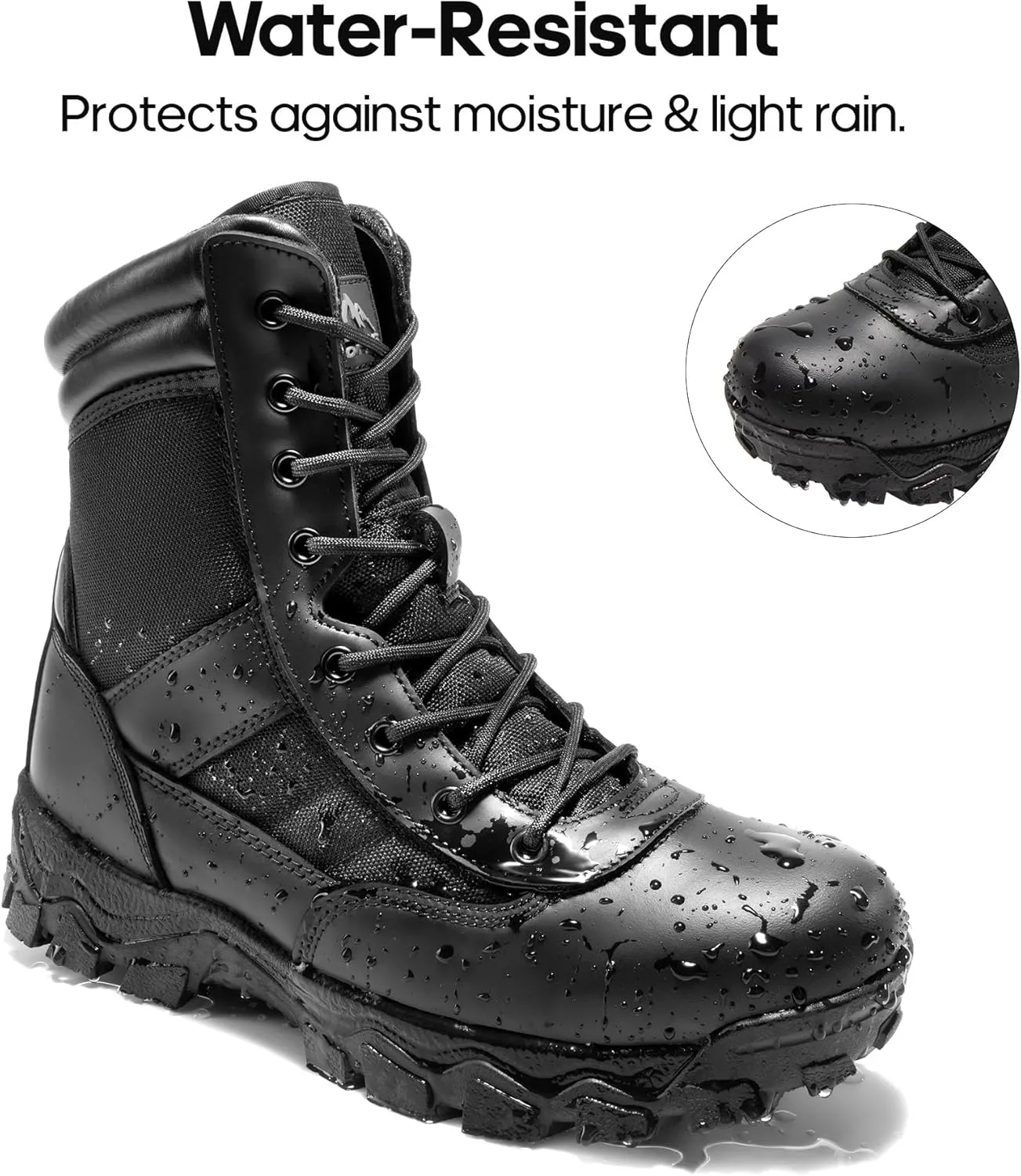 NORTIV 8 Men's Tactical Military Work Boots Side Zipper Outdoor Motorcycle Combat Boots 8 Inches 2.0 Trooper-pro