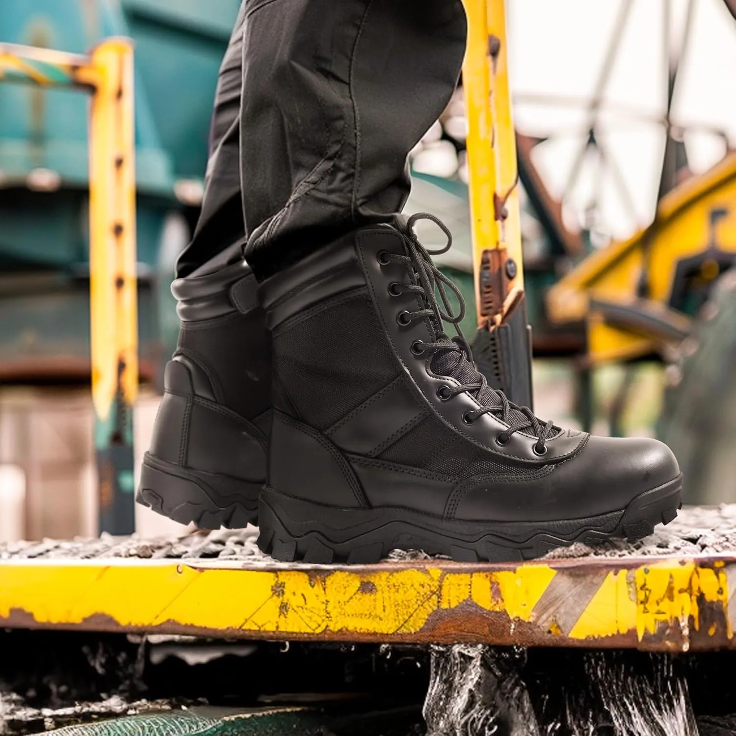 NORTIV 8 Men's Tactical Military Work Boots Side Zipper Outdoor Motorcycle Combat Boots 8 Inches 2.0 Trooper-pro