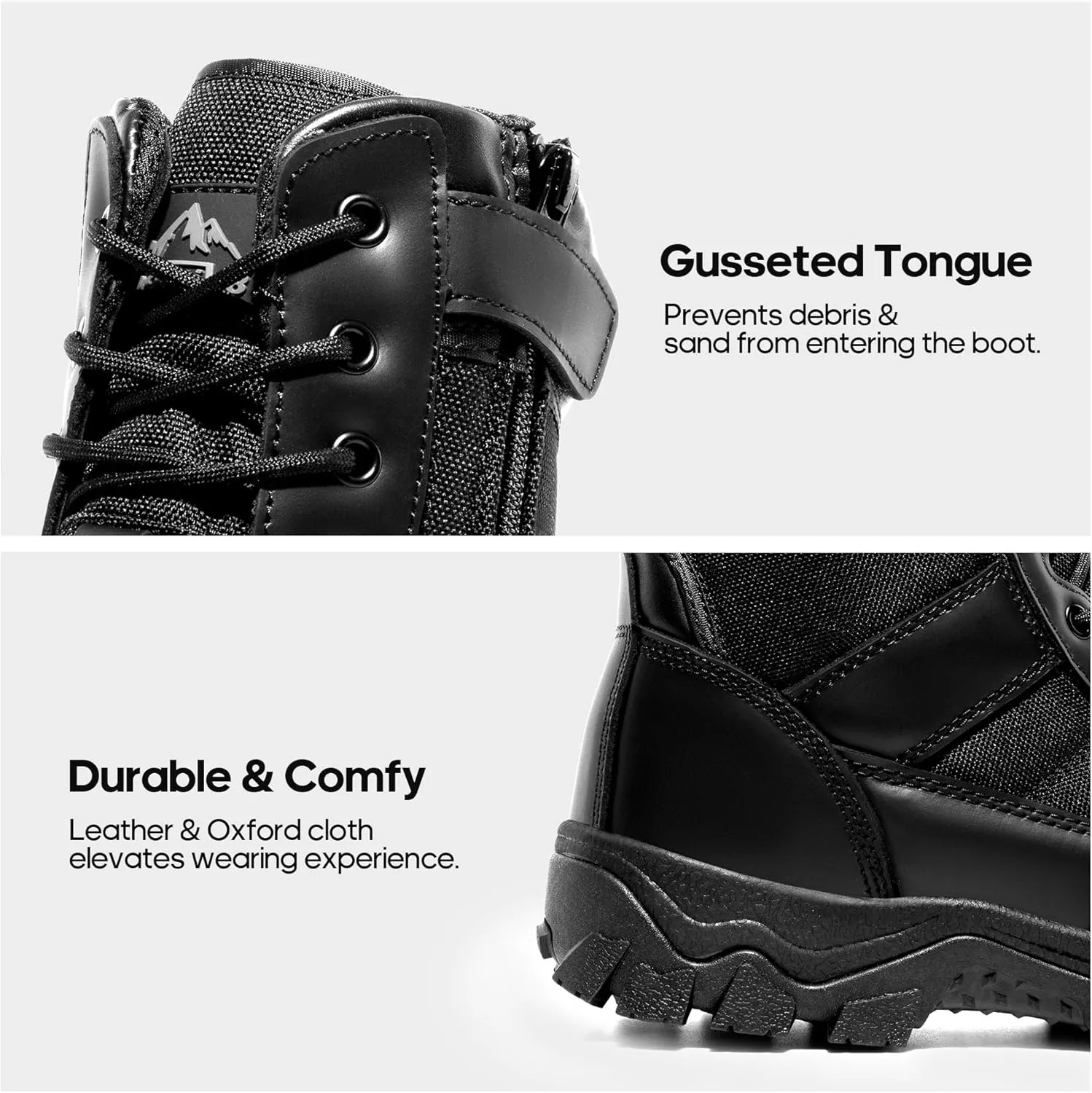 NORTIV 8 Men's Tactical Military Work Boots Side Zipper Outdoor Motorcycle Combat Boots 8 Inches 2.0 Trooper-pro