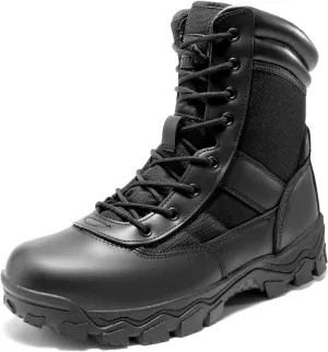 NORTIV 8 Men's Tactical Military Work Boots Side Zipper Outdoor Motorcycle Combat Boots 8 Inches 2.0 Trooper-pro