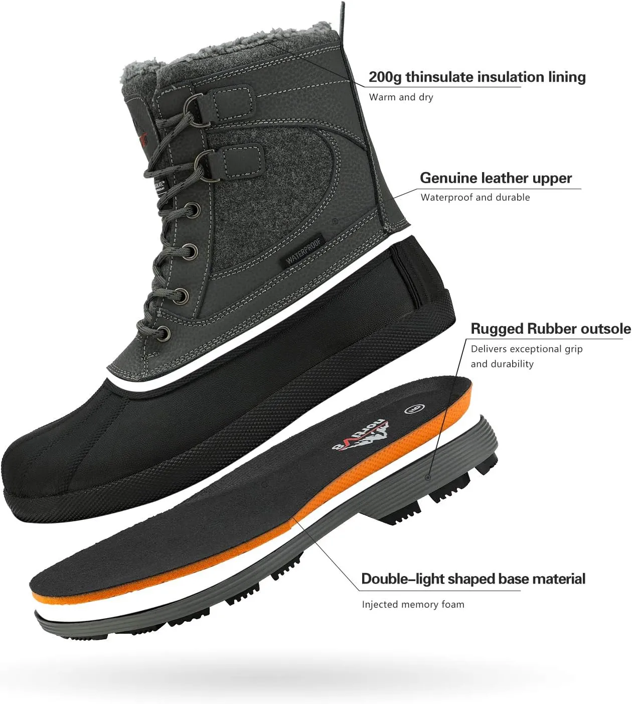 NORTIV 8 Men's Waterproof Winter Snow Boots AVENUE