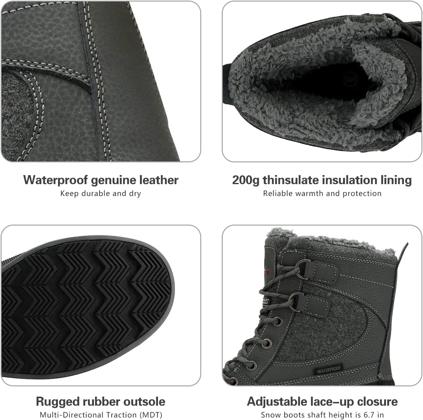 NORTIV 8 Men's Waterproof Winter Snow Boots AVENUE
