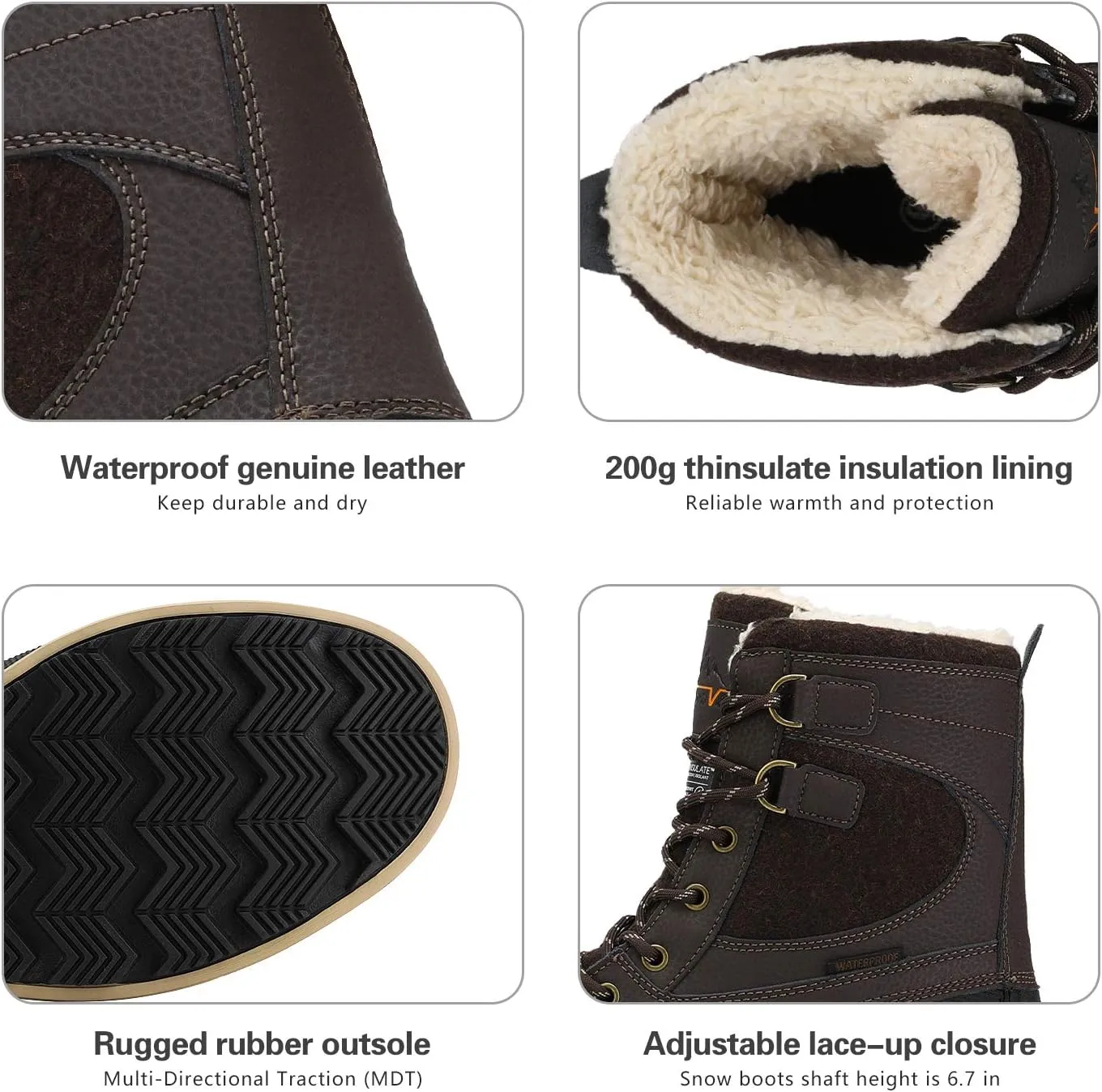 NORTIV 8 Men's Waterproof Winter Snow Boots AVENUE