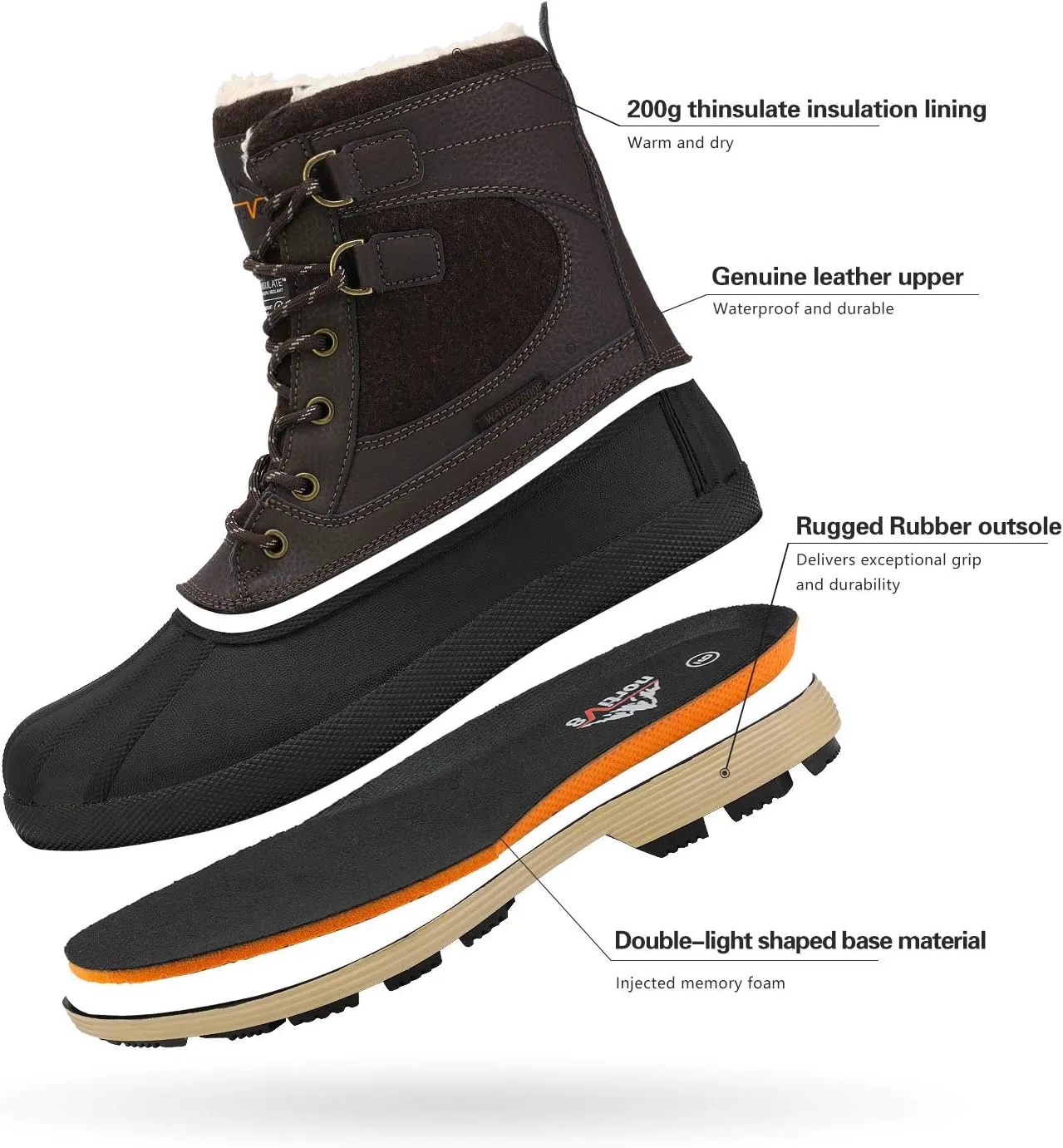NORTIV 8 Men's Waterproof Winter Snow Boots AVENUE