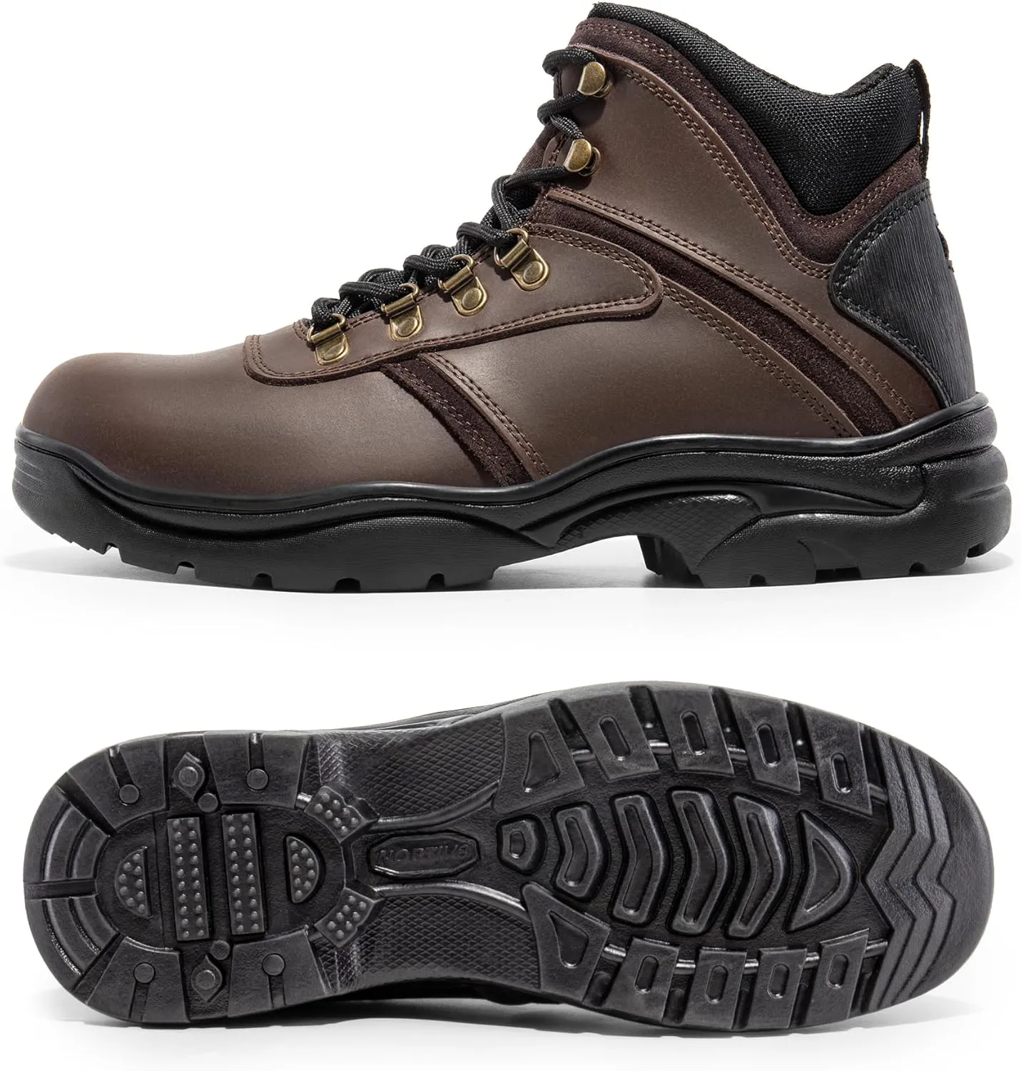 NORTIV 8 Men's Waterproof Work Boots Outdoor Hiking Mountaineering Trekking Leather Shoes