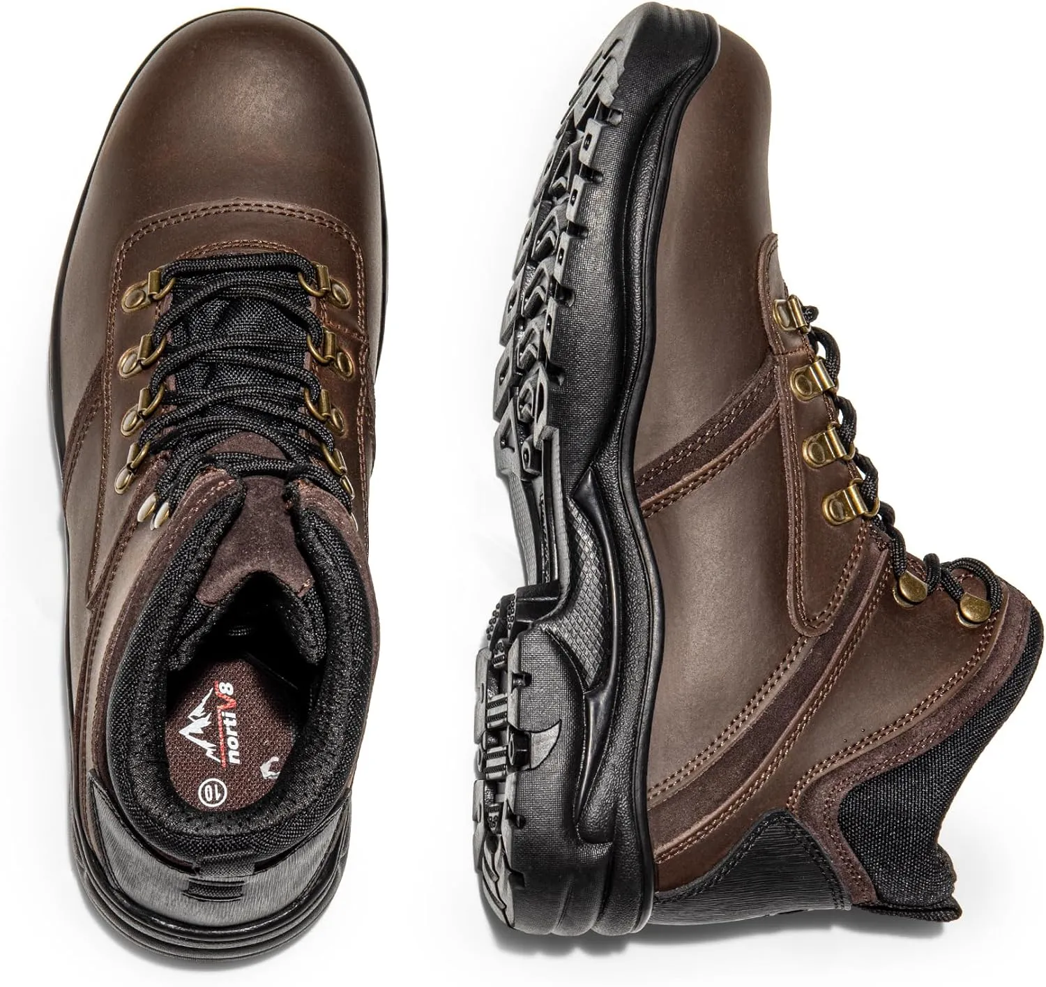 NORTIV 8 Men's Waterproof Work Boots Outdoor Hiking Mountaineering Trekking Leather Shoes