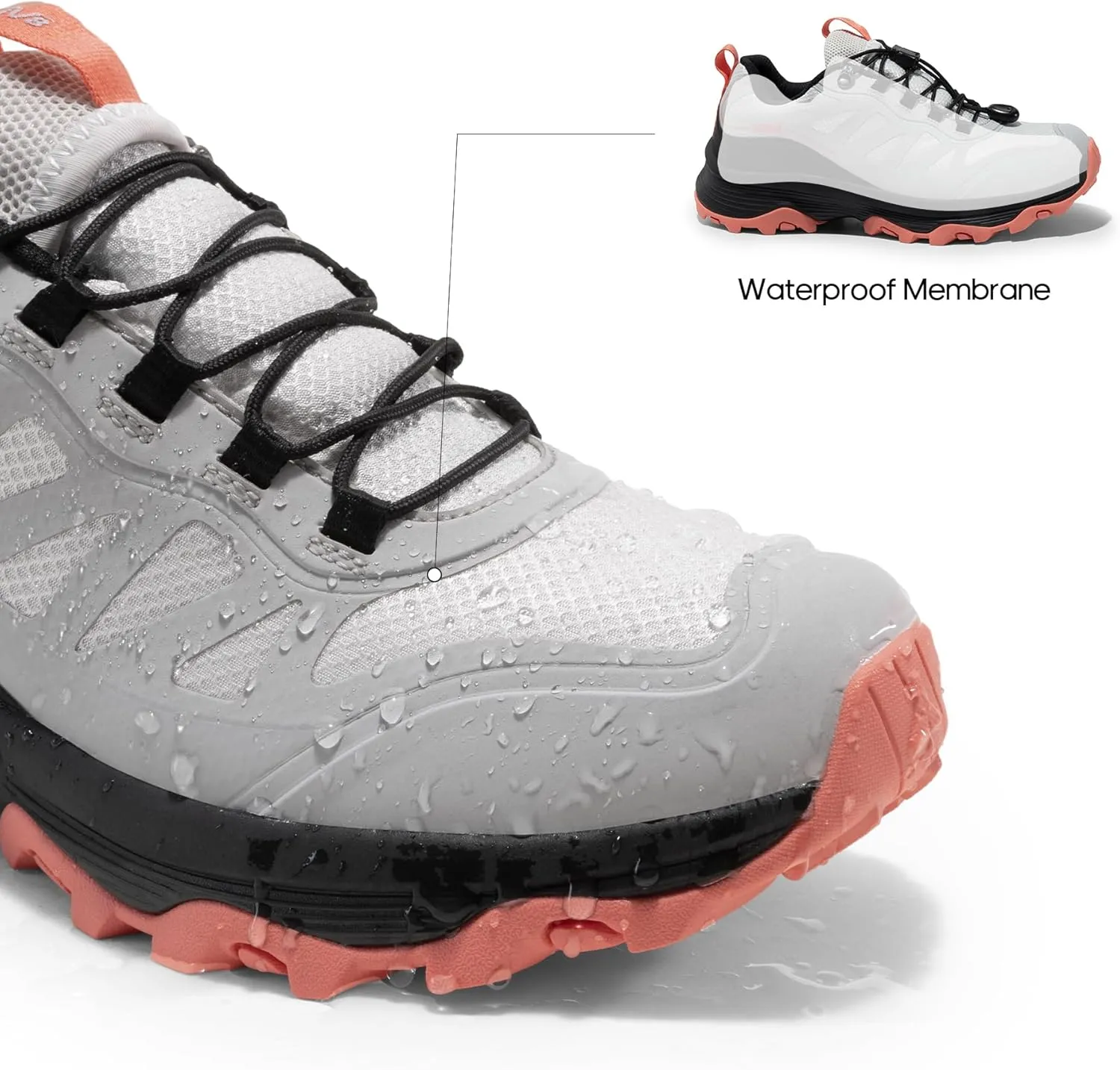 NORTIV 8 Women's Waterproof Hiking Shoes Quick Laces Outdoors Walking Trekking Camping Tennis Sneakers Canyon
