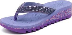 ONCAI Women's Wedge Flip Flops with Rhinestone，Recovery Dressy Walking Sandals for Women with Comfortable Arch Support Cushion Yoga Mat Summer Rubber Soles(US Size 5-11)