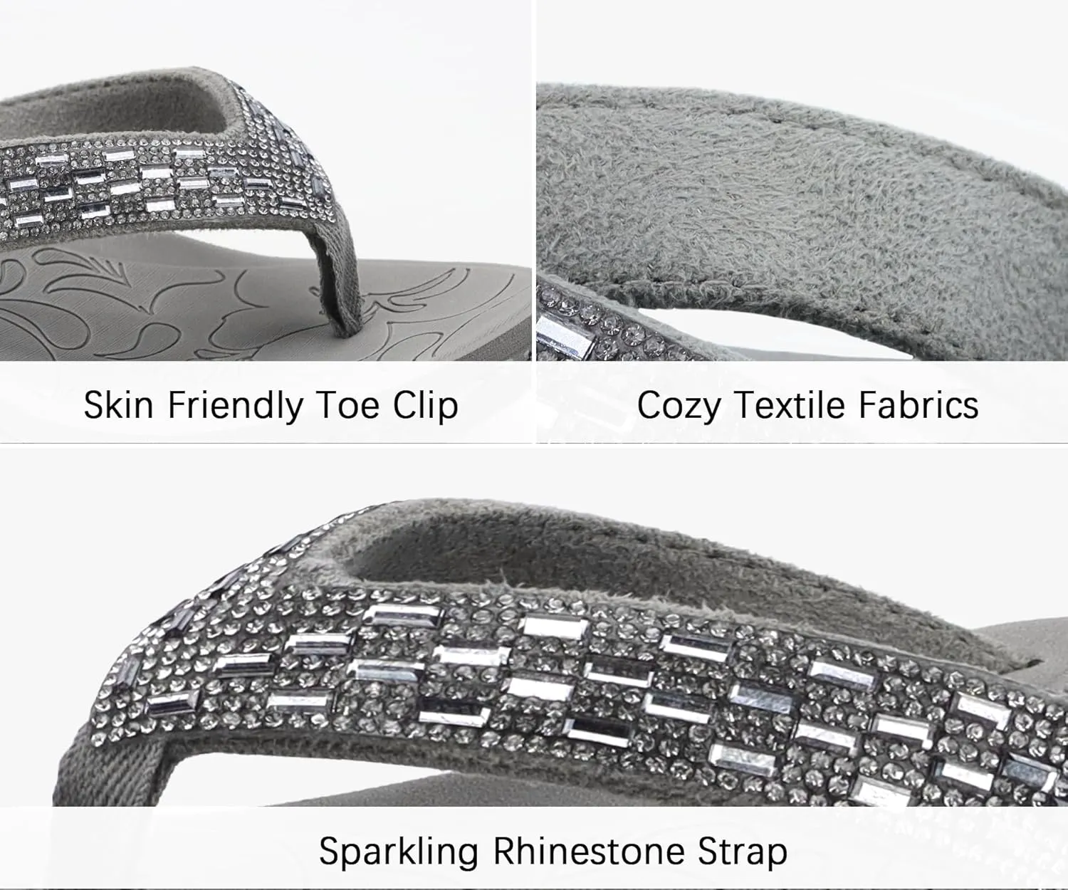ONCAI Women's Wedge Flip Flops with Rhinestone，Recovery Dressy Walking Sandals for Women with Comfortable Arch Support Cushion Yoga Mat Summer Rubber Soles(US Size 5-11)