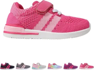 Oomphies Wynn Girls Athletic Sneakers – Breathable Knit Upper, Hook & Loop Closure, Cushioned Insole & Durable Design