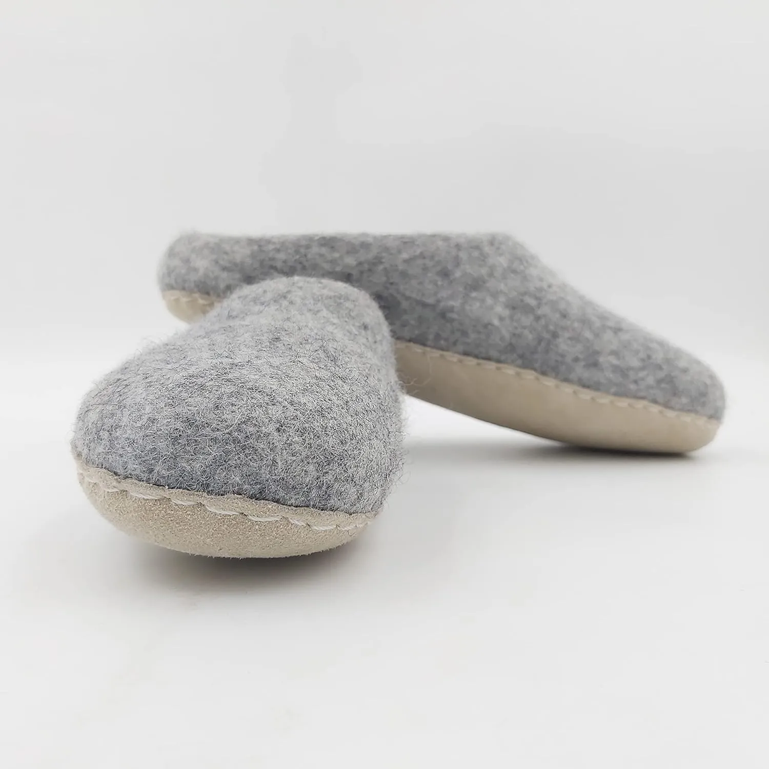 Organic Wool Slippers - Wool Felt Slip-On House Slippers for Women - Indoor/Outdoor Womens Mules Shoes Men