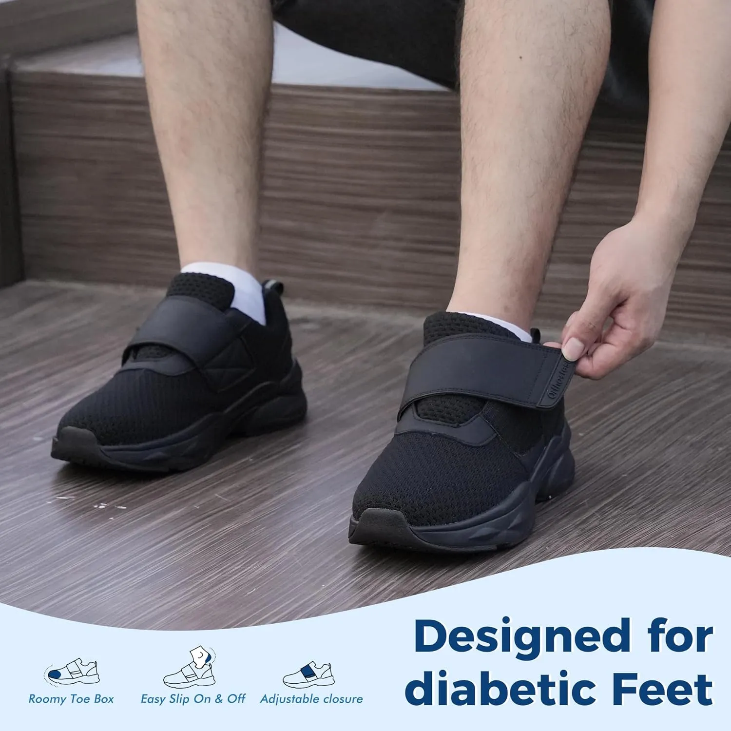 Ortho rest Men Diabetic Walking Shoes Edema Shoes for Swollen Feet Arch Support Orthopedic Sneakers