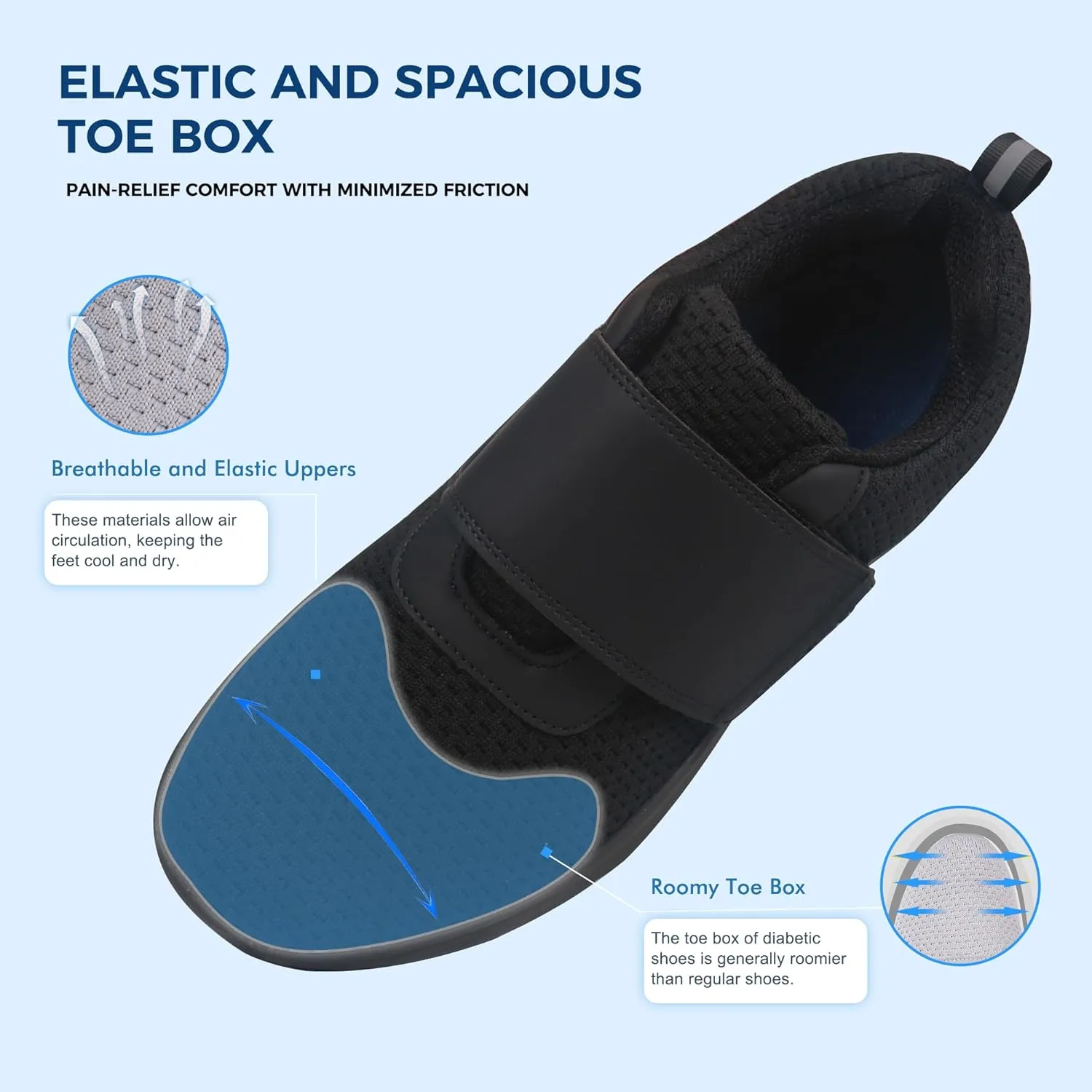 Ortho rest Men Diabetic Walking Shoes Edema Shoes for Swollen Feet Arch Support Orthopedic Sneakers