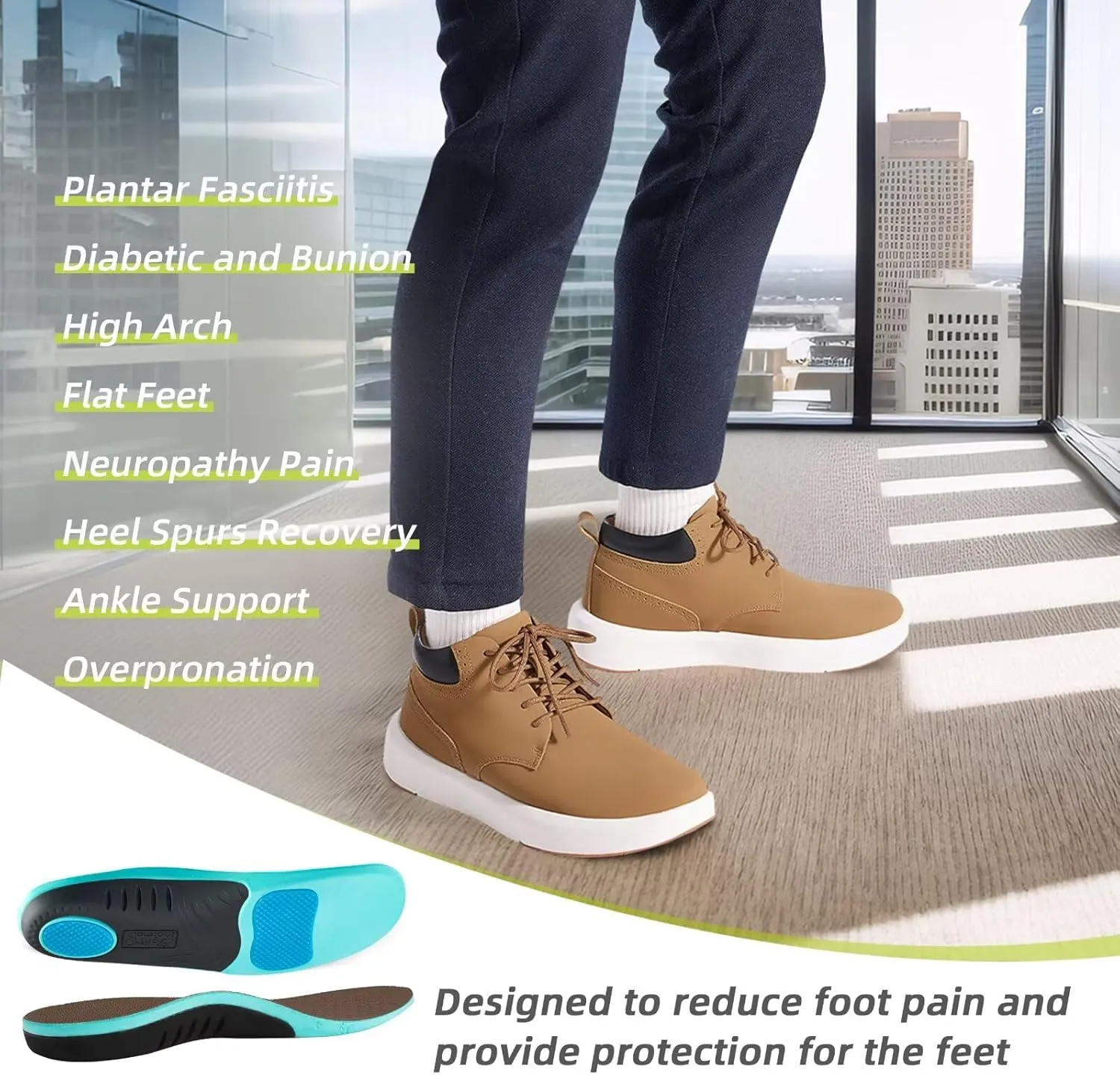 OrthoComfoot Men's Orthopedic Leather Ankle Boots: Comfortable Casual Arch Support Plantar Fasciitis Walking Shoes, Orthotic Flat Feet Tennis Work Sneakers for Foot and Heel Pain Relief