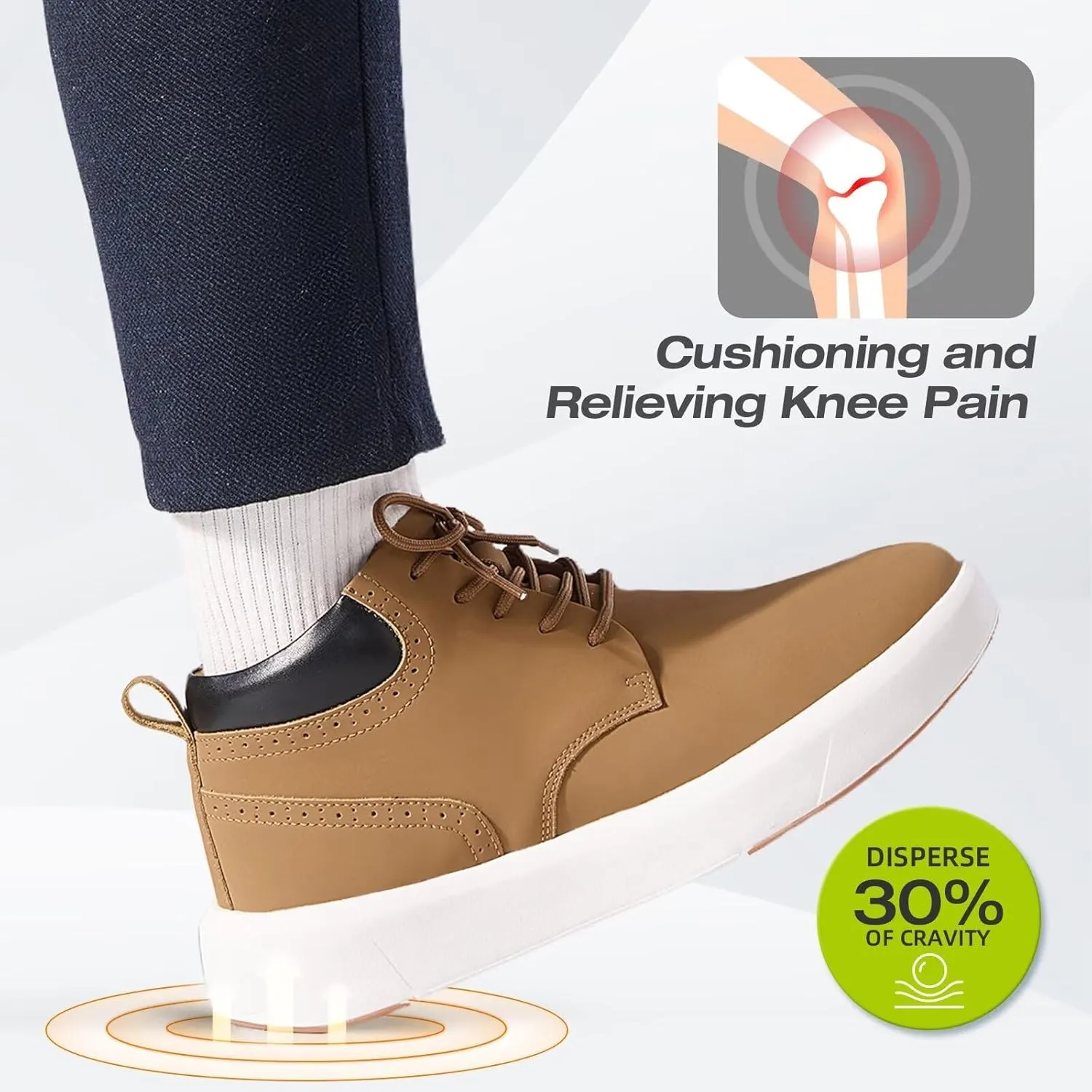 OrthoComfoot Men's Orthopedic Leather Ankle Boots: Comfortable Casual Arch Support Plantar Fasciitis Walking Shoes, Orthotic Flat Feet Tennis Work Sneakers for Foot and Heel Pain Relief