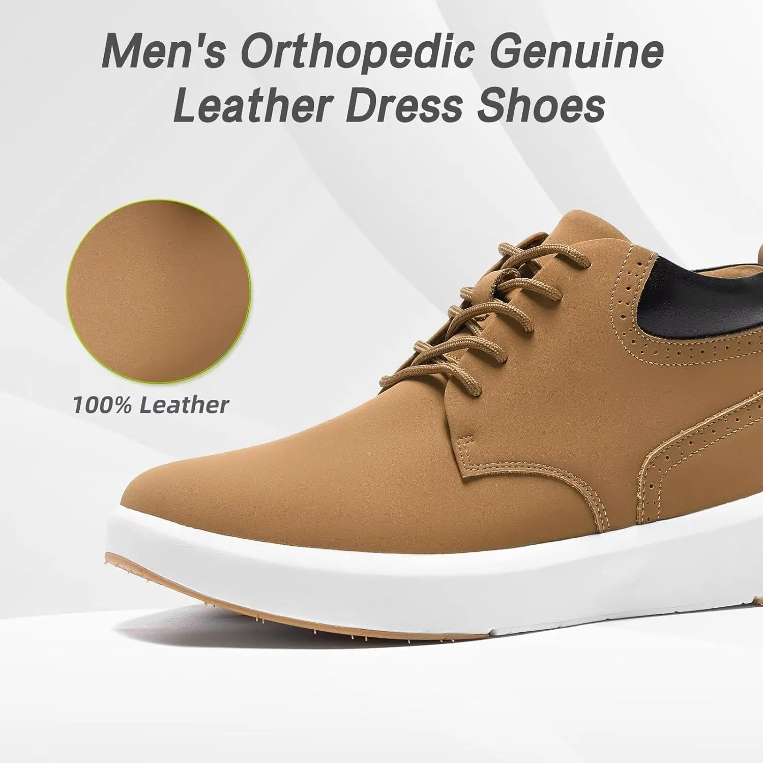 OrthoComfoot Men's Orthopedic Leather Ankle Boots: Comfortable Casual Arch Support Plantar Fasciitis Walking Shoes, Orthotic Flat Feet Tennis Work Sneakers for Foot and Heel Pain Relief
