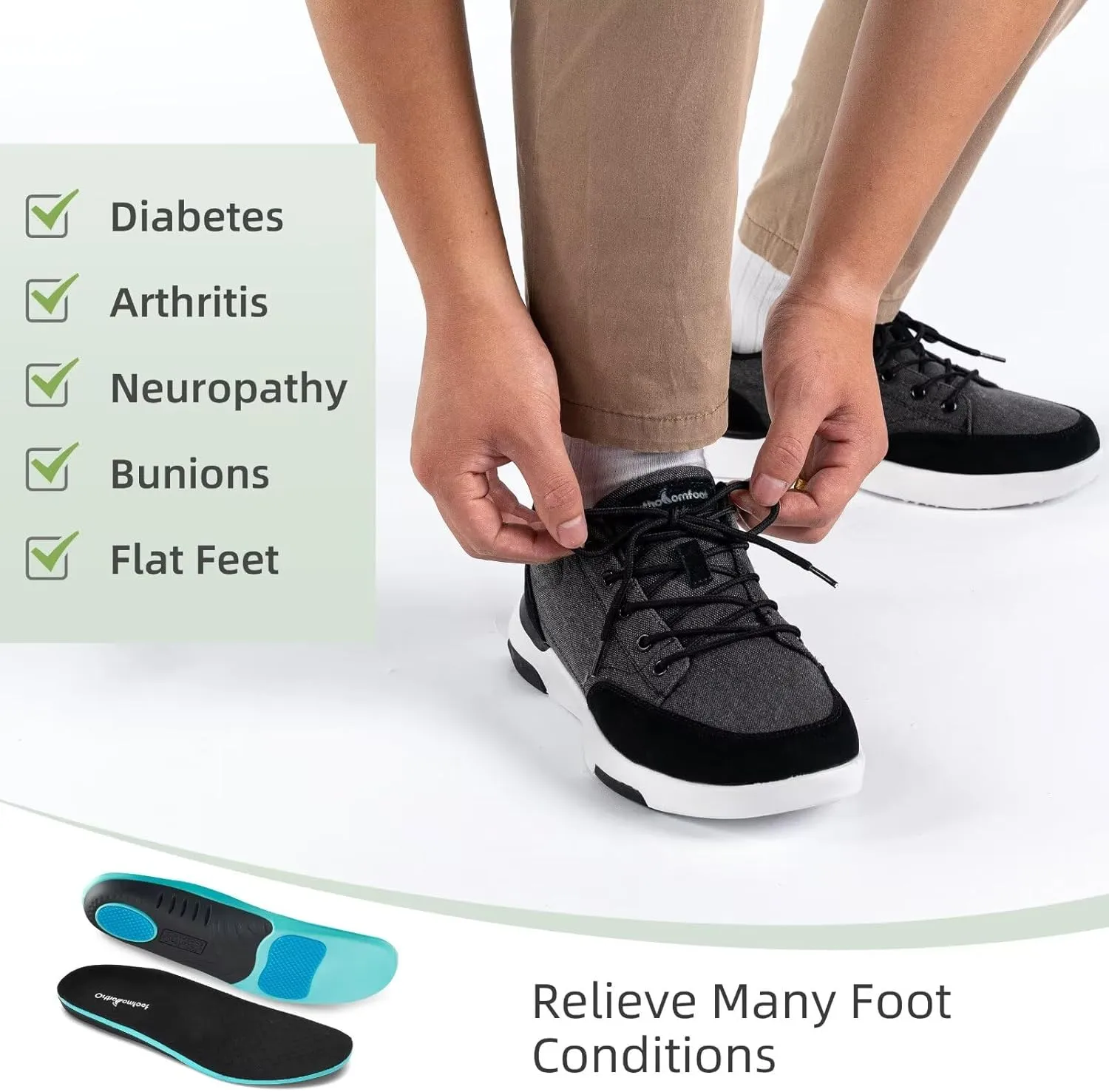 OrthoComfoot Men's Orthopedic Walking Shoes with Arch Support: Comfortable Cushioned Shoes for Plantar Fasciitis Relief, Breathable Orthotic Fashion Sneakers for Foot and Heel Pain