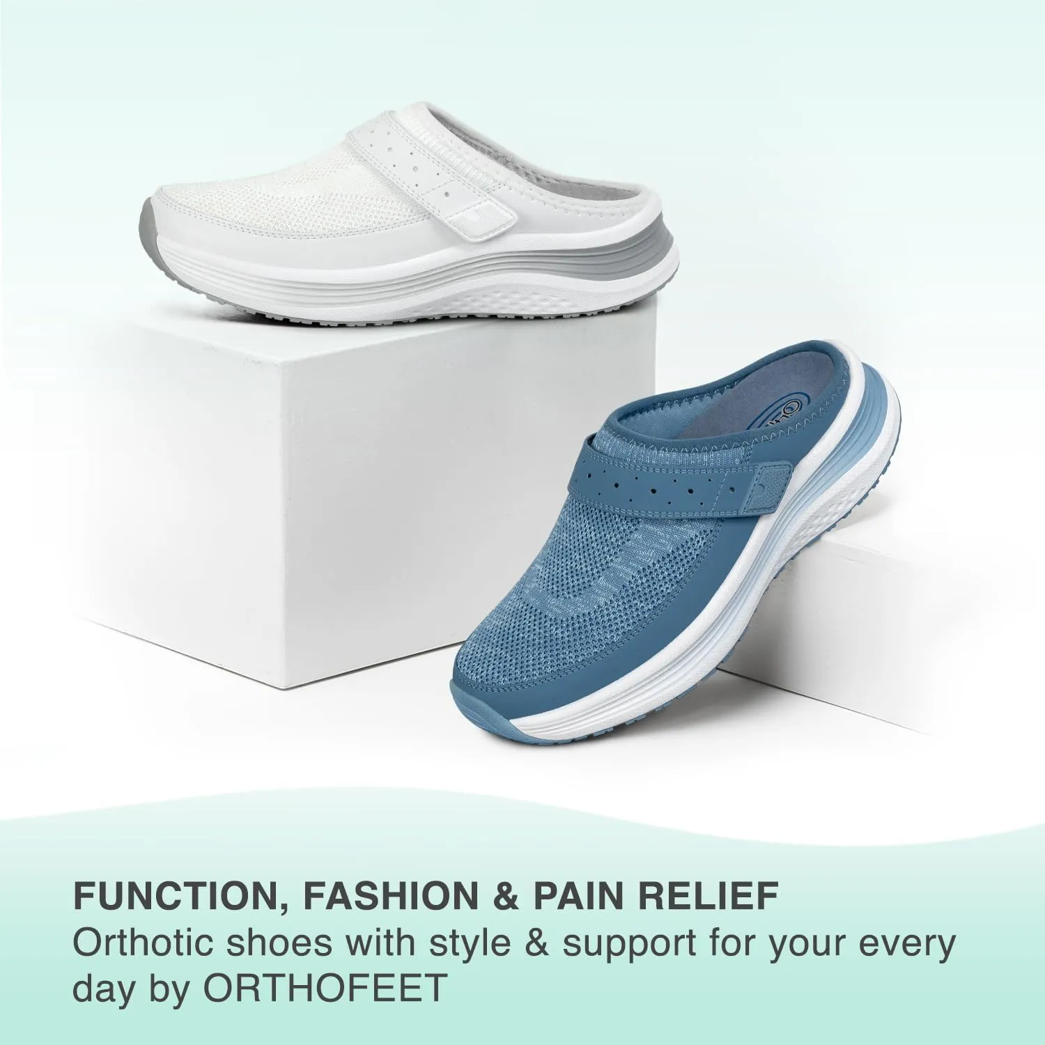 Orthofeet Women's Orthopedic Knit Iris Slip On Mule Sneakers