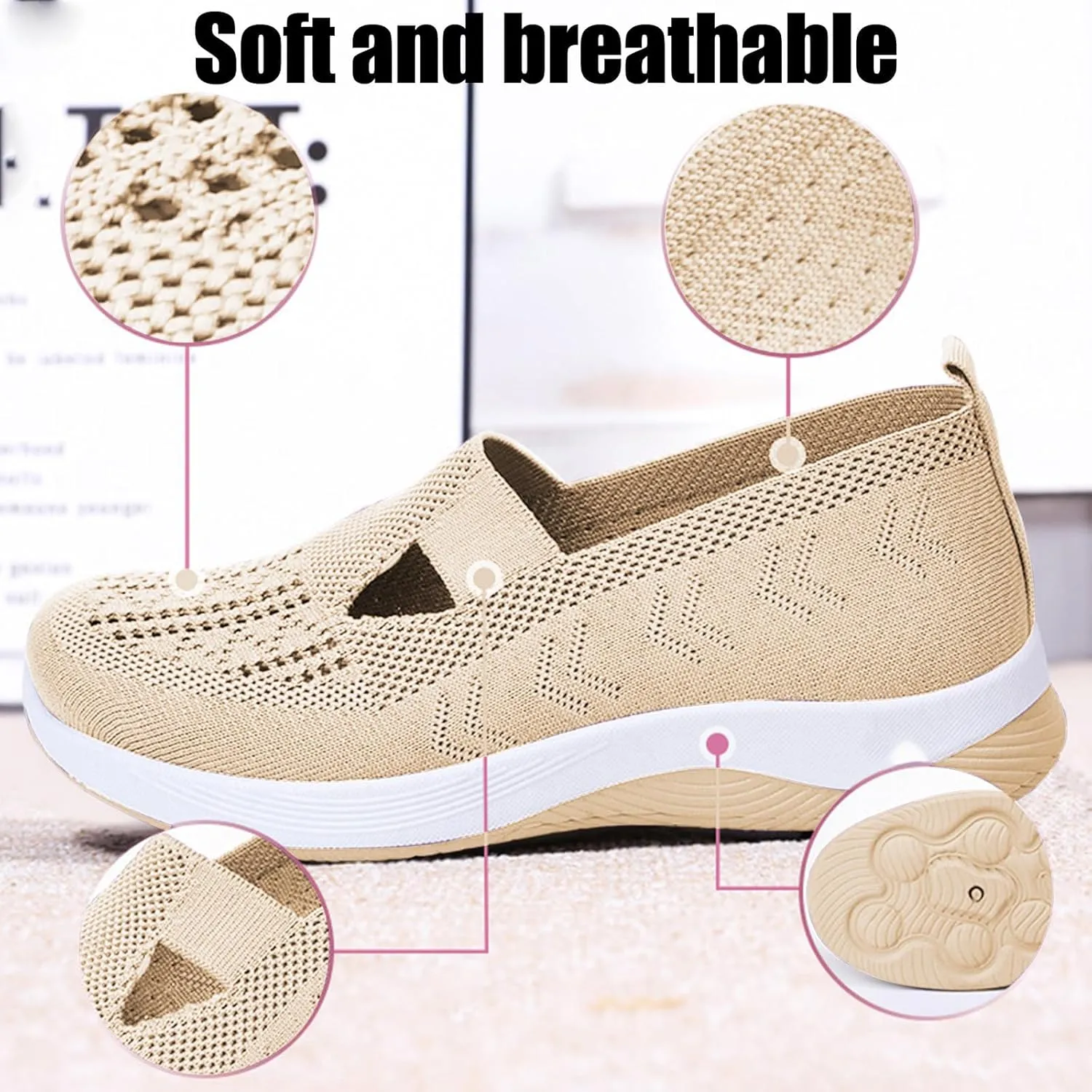 Orthopedic Shoes for Women Woven Orthopedic Breathable Soft Shoes Comfort Wear Orthowear Shoe Mesh Walking Sneakers