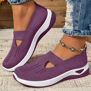 Orthopedic Shoes for Women,Zapatos Ortopédicos para Mujer,Women's Woven Orthopedic Breathable Soft Shoes,Hands Free Slip in Sneakers,Slip on Arch Support Walking Shoes,Knitted Fabric Mesh Sneakers