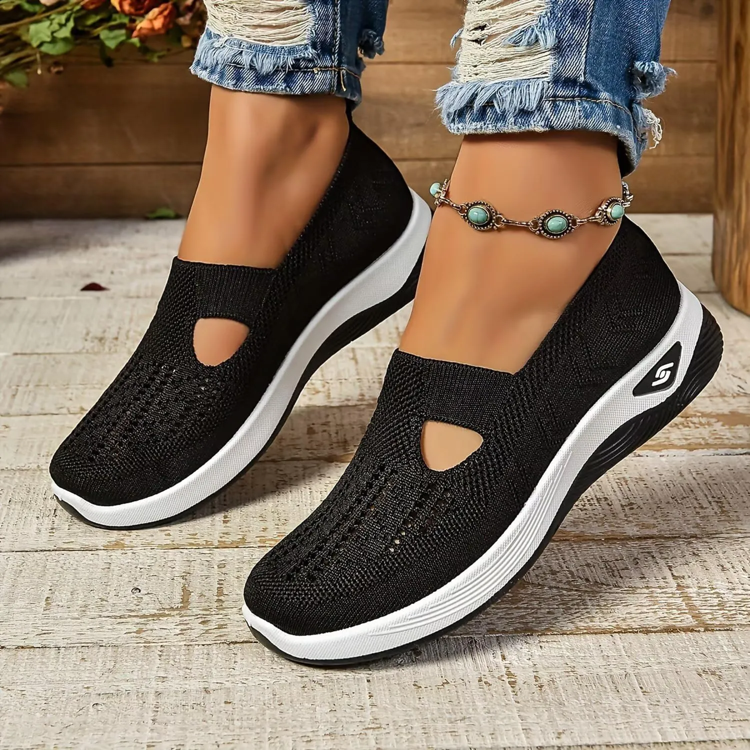 Orthopedic Walking Shoes for Women,2025 New Orthowalkway Womens Shoes,Woven Orthopedic Breathable Walking Sneaker Non-Slip Arch Support Slip on Shoes