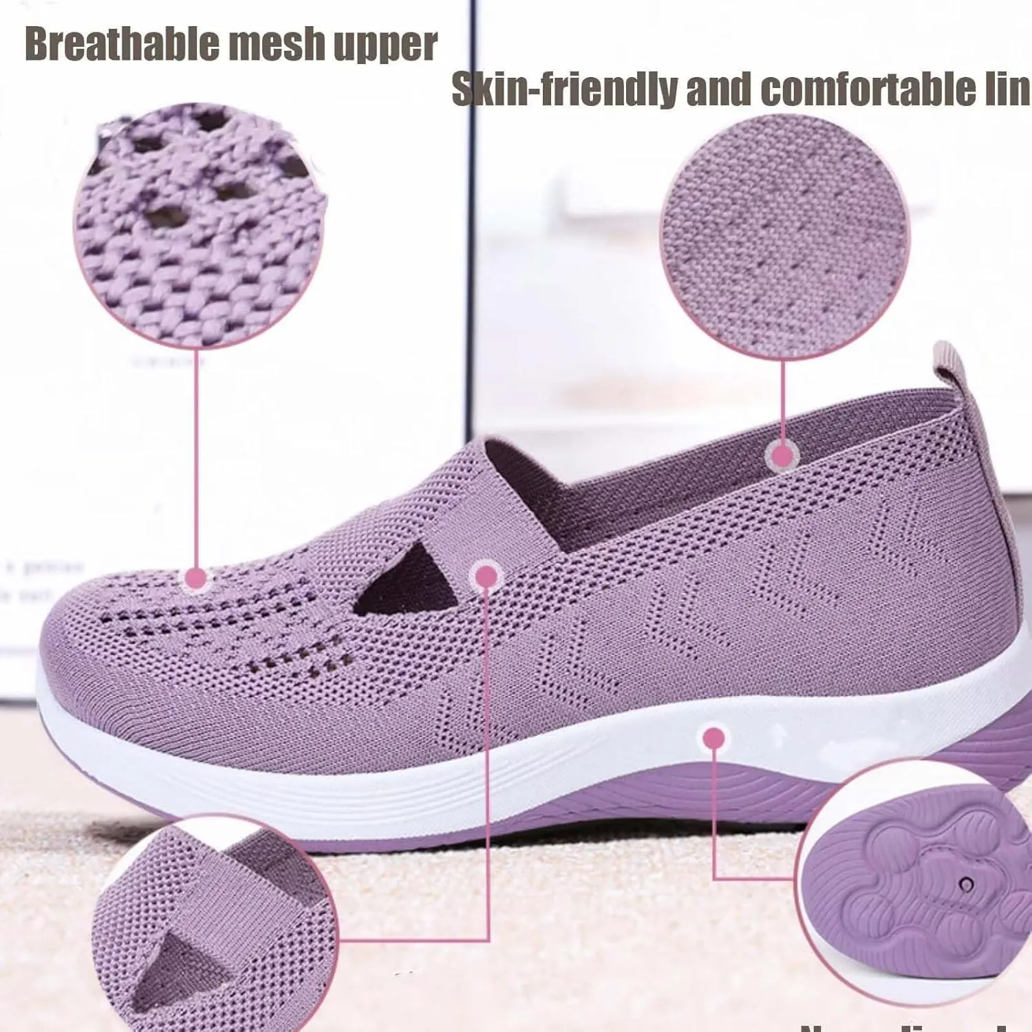 Orthopedic Walking Shoes for Women,2025 New Orthowalkway Womens Shoes,Woven Orthopedic Breathable Walking Sneaker Non-Slip Arch Support Slip on Shoes