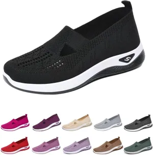 Orthopedic Walking Shoes for Women,2025 New Orthowalkway Womens Shoes,Woven Orthopedic Breathable Walking Sneaker Non-Slip Arch Support Slip on Shoes