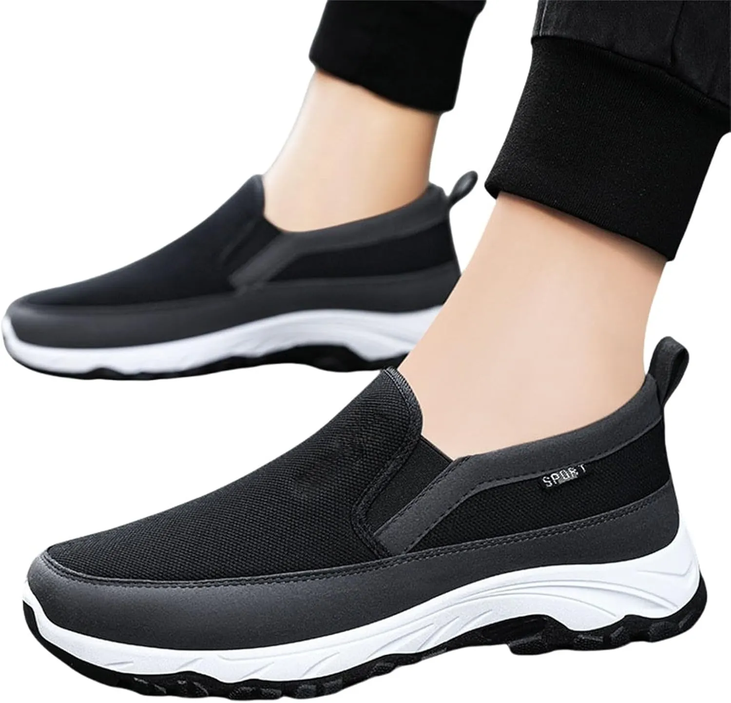 Orthoture Mens Shoes Orthowalkway Mens Shoes Walking Shoes Men Outdoor Casual Arch Support Slip-On Canvas Loafers