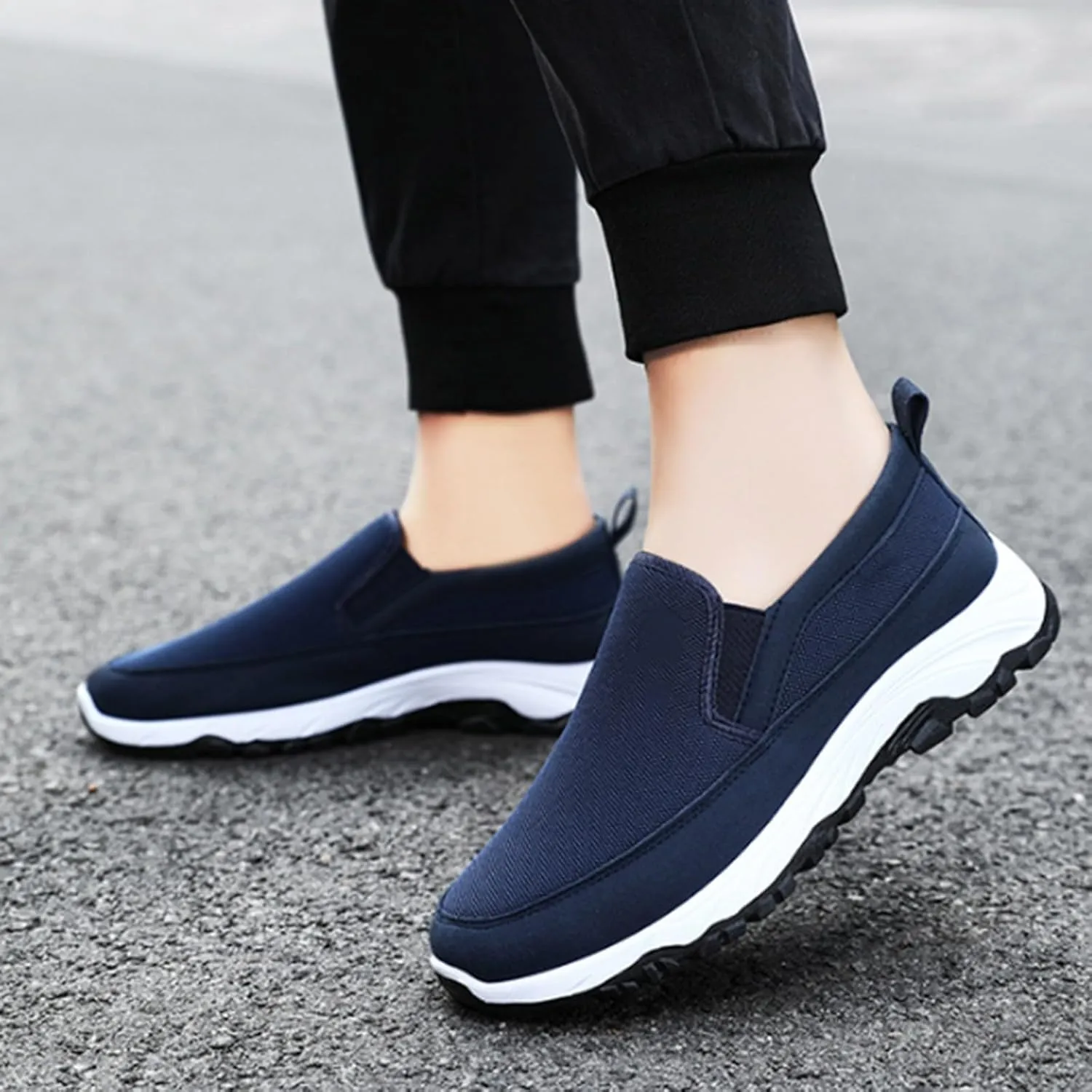 Orthoture Mens Shoes Orthowalkway Mens Shoes Walking Shoes Men Outdoor Casual Arch Support Slip-On Canvas Loafers