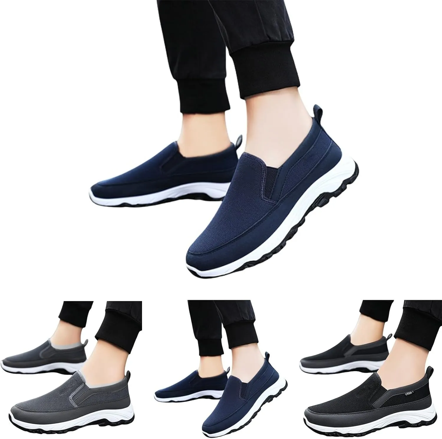 Orthoture Mens Shoes Orthowalkway Mens Shoes Walking Shoes Men Outdoor Casual Arch Support Slip-On Canvas Loafers