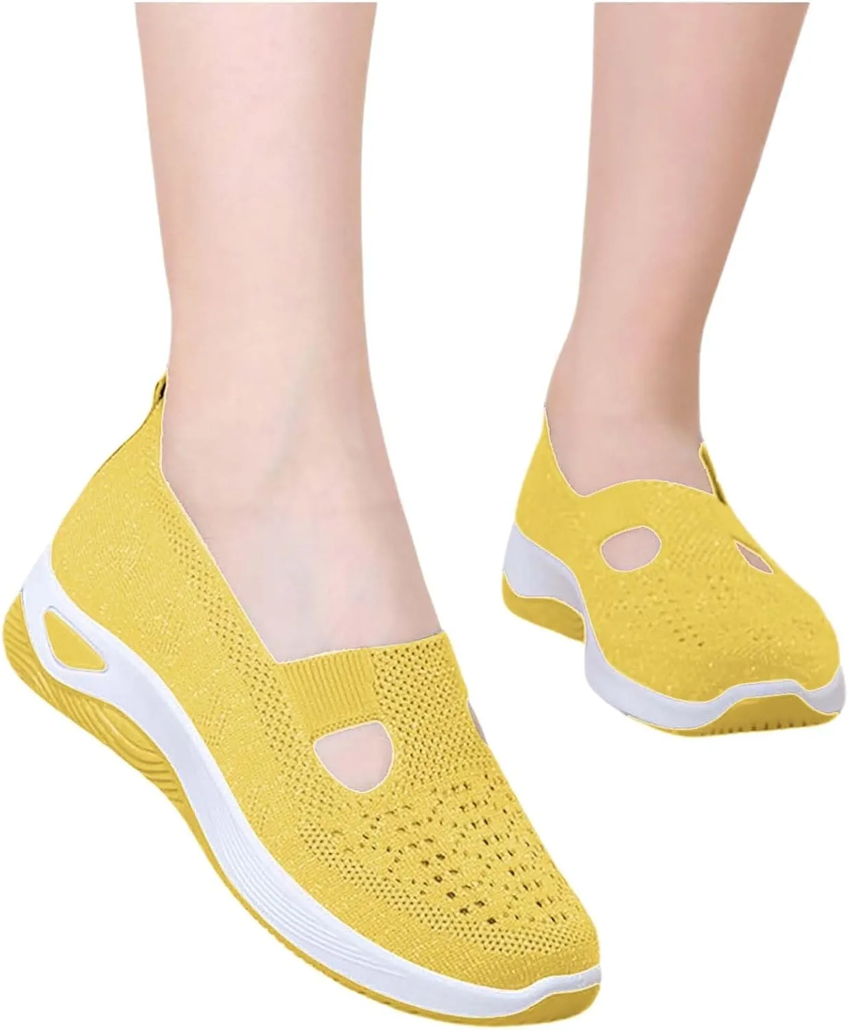 Orthowalk Shoes for Women Orthopedic Arch Support Woven Mesh Breathable Soft Sneakers Slip On Wide Diabetic Footwear