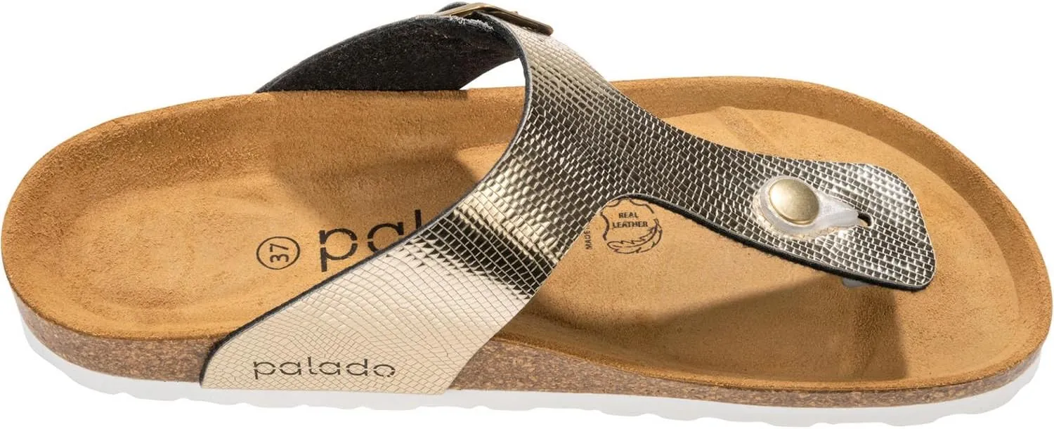 Palado® Women's Sandal KOS in Many Colors | Made in Europe | Mules with Natural Cork Footbed and Velvety Soft Footbed | Slippers with Soles Made of fine Suede