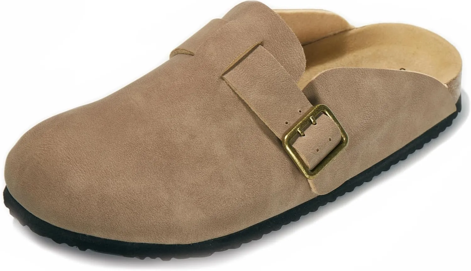 PepStep Womens Suede or Fur Clog Mules - Low Platform Slip On Closed Toe Arch Support Cork Slide Slippers for Ladies